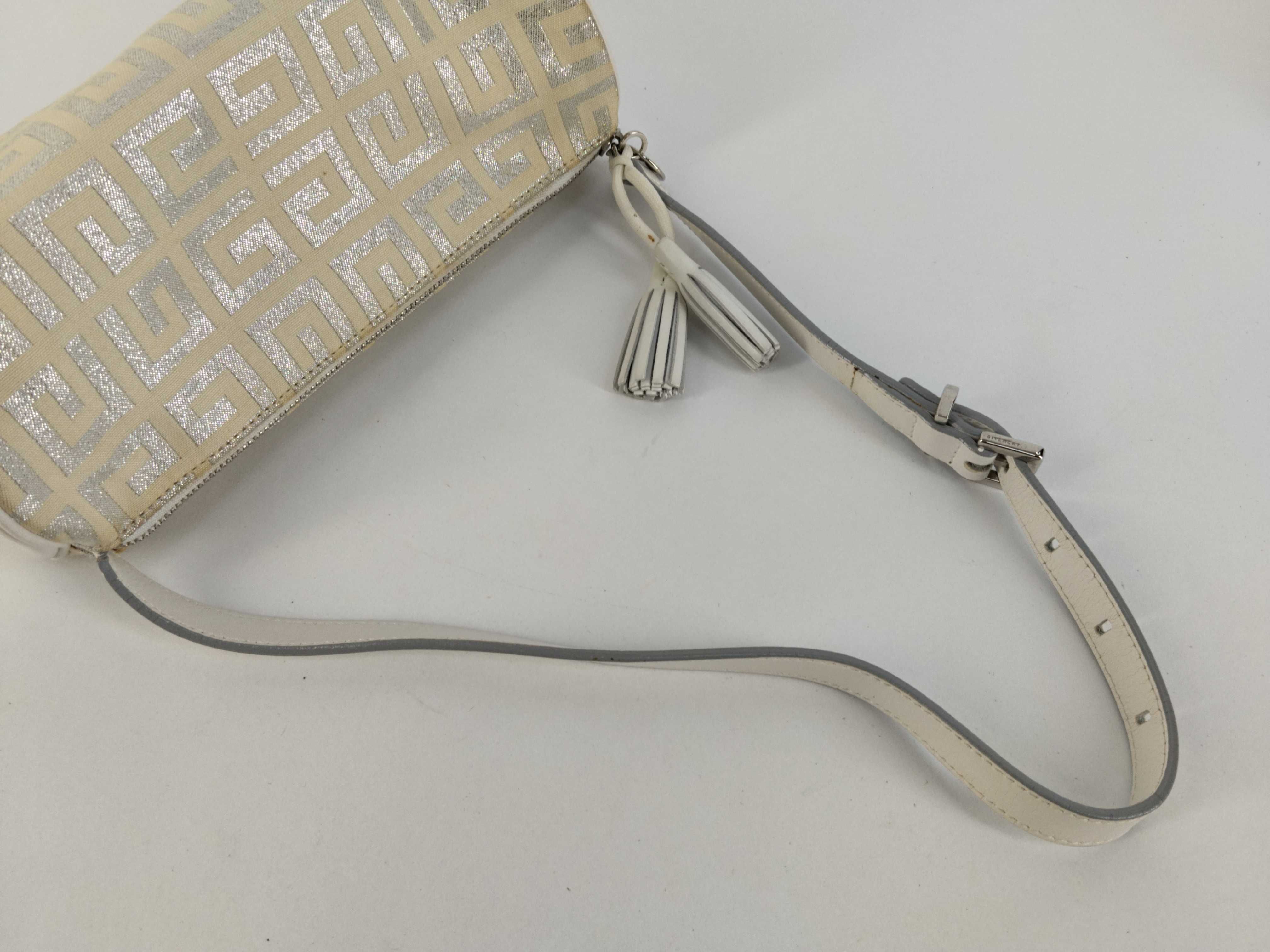 Shoulder Bag, Logo, Silver, White — view 3