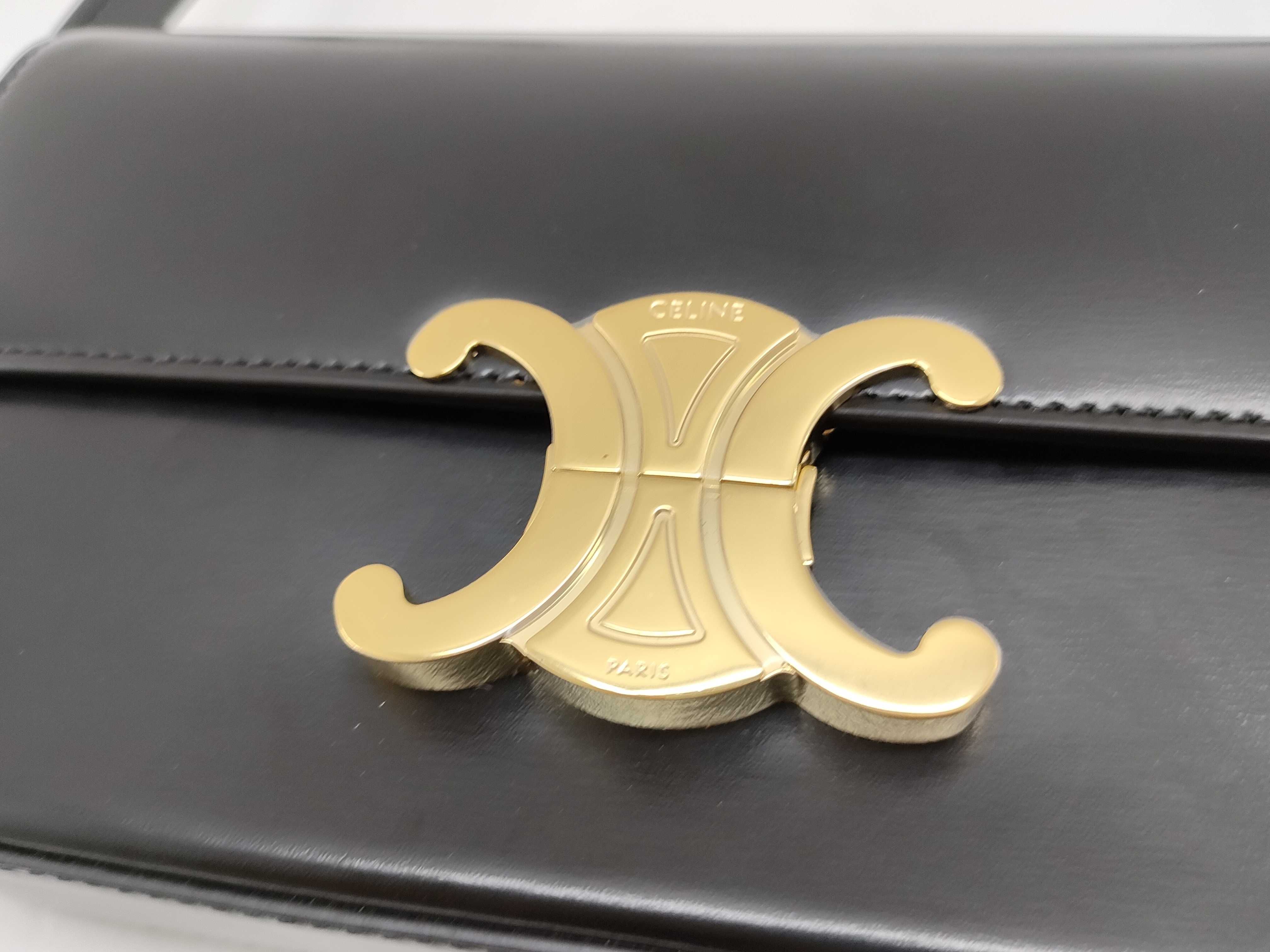 Celine Triomphe 2-Way Box Bag, Black with Gold Hardware, Shoulder Bag — view 14