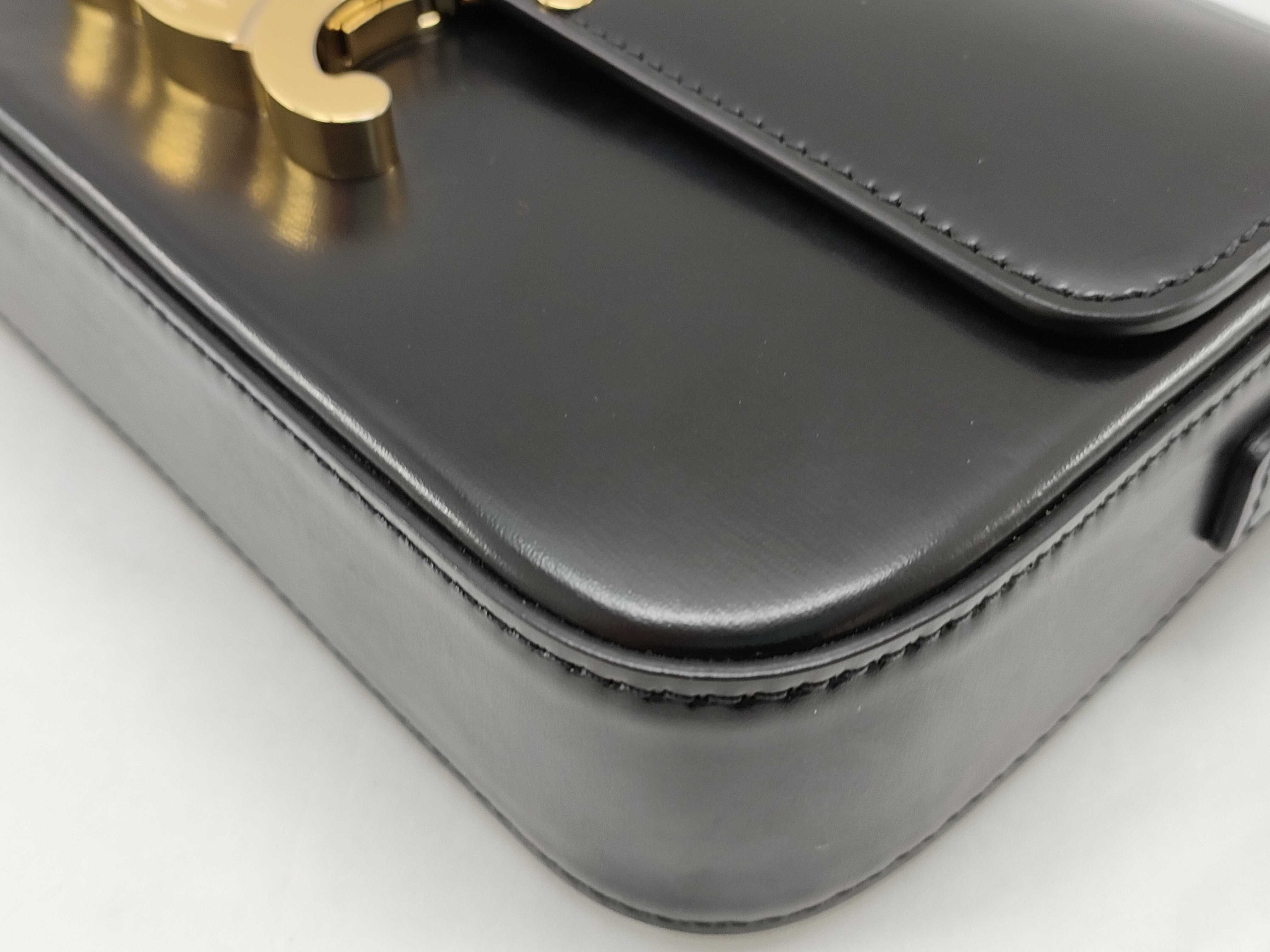Celine Triomphe 2-Way Box Bag, Black with Gold Hardware, Shoulder Bag — view 6
