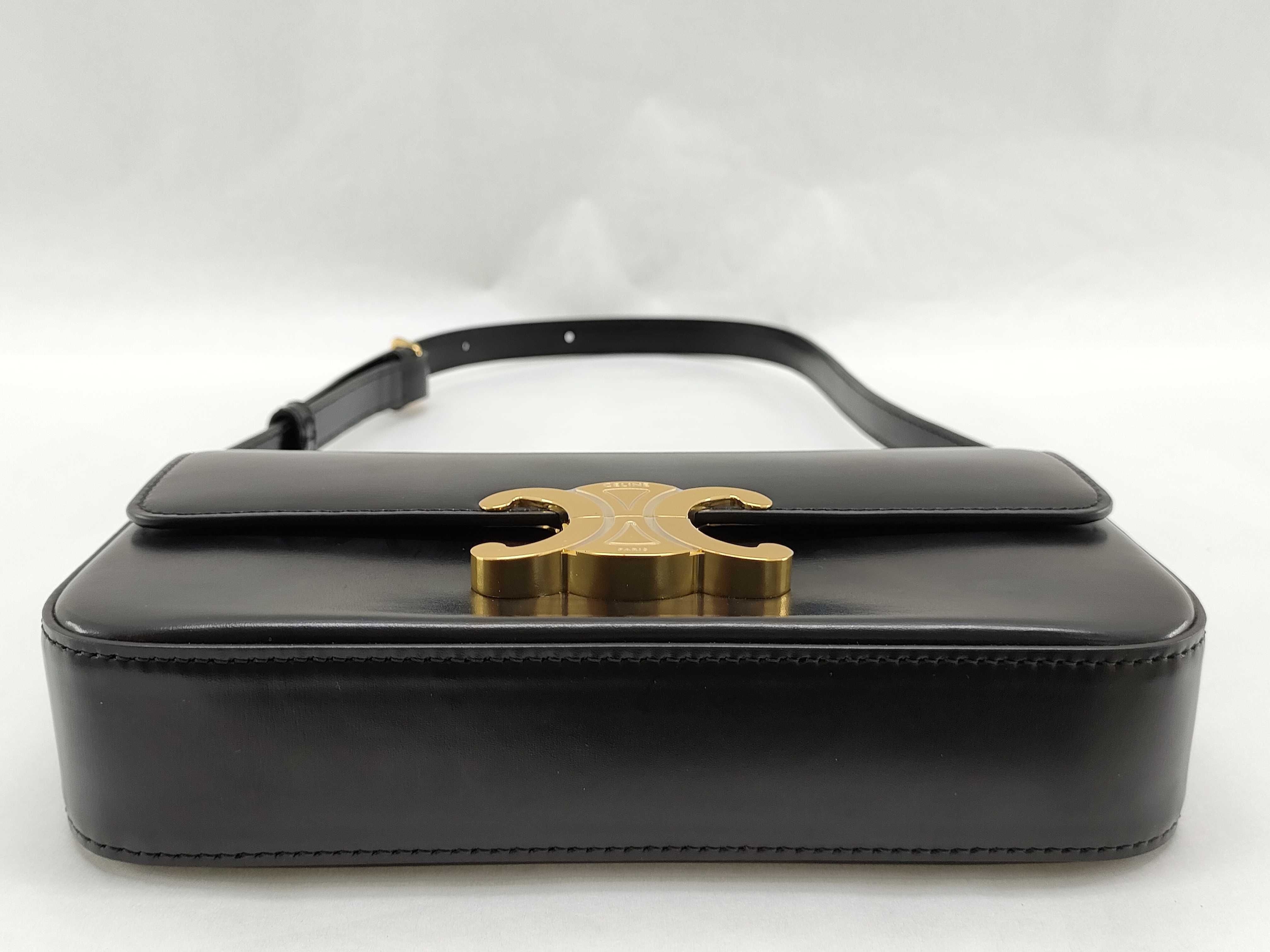 Celine Triomphe 2-Way Box Bag, Black with Gold Hardware, Shoulder Bag — view 7