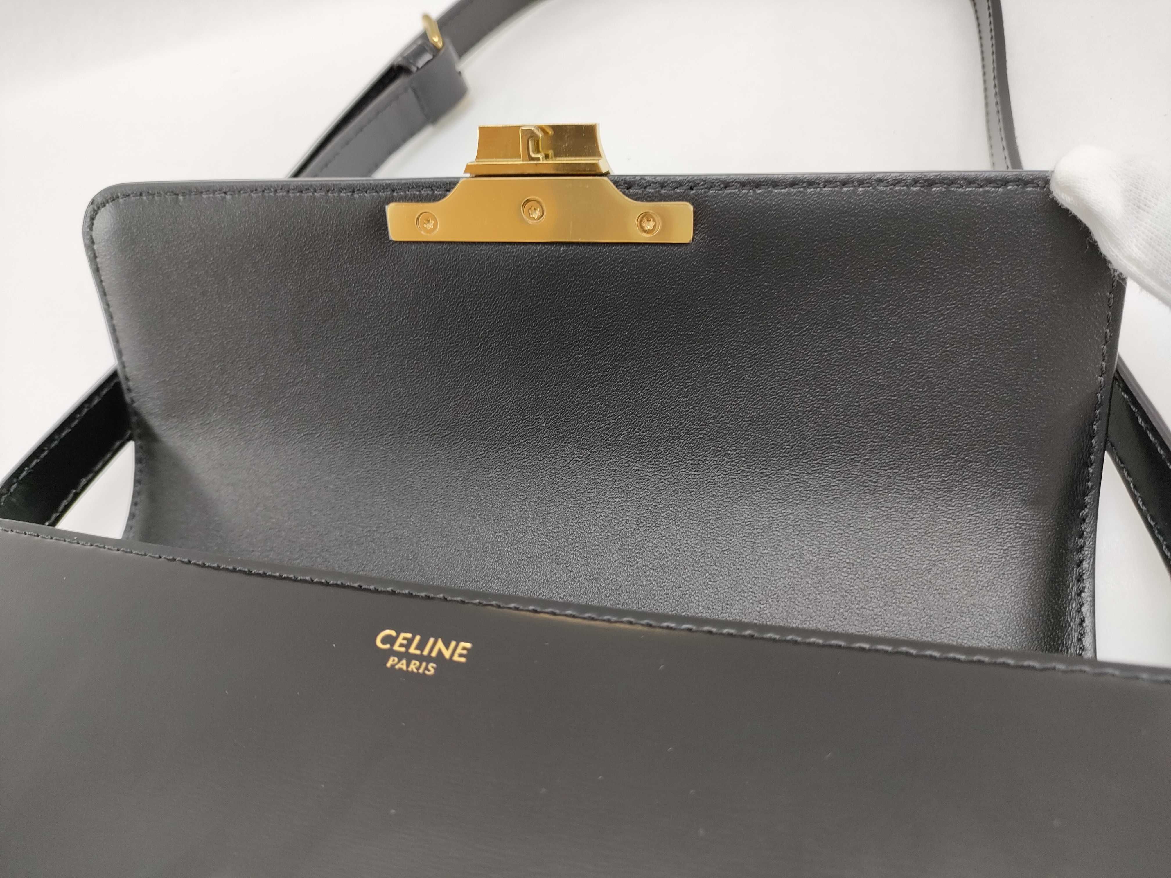 Celine Triomphe 2-Way Box Bag, Black with Gold Hardware, Shoulder Bag — view 8