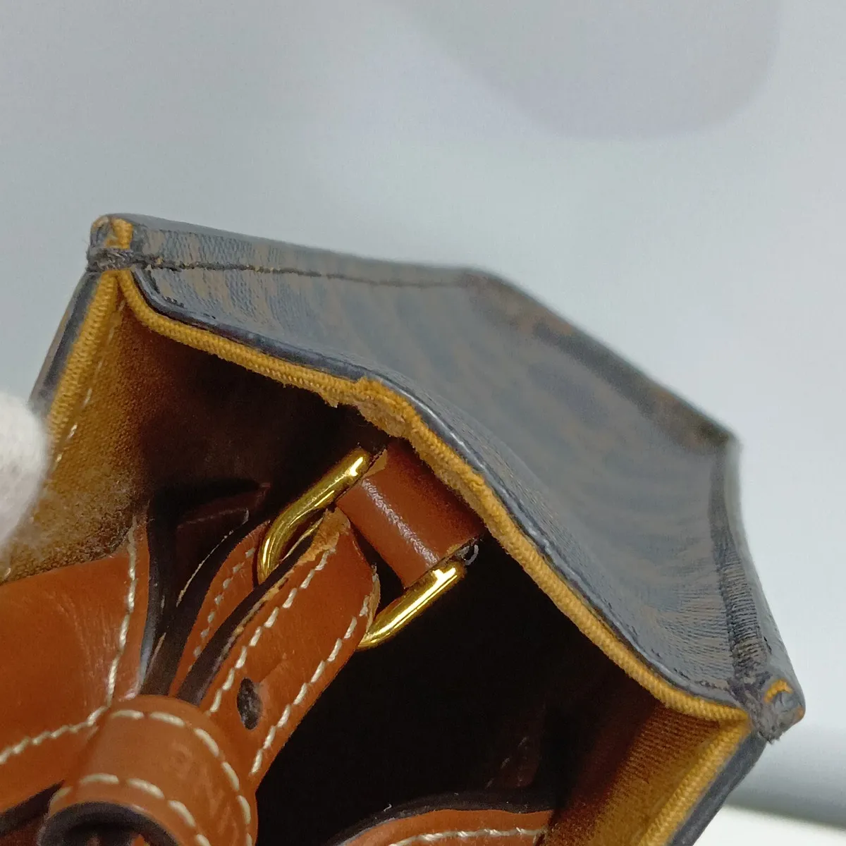 Triomphe Mini Vertical Cabas PVC x Leather 2-Way Handbag Brown — view 12