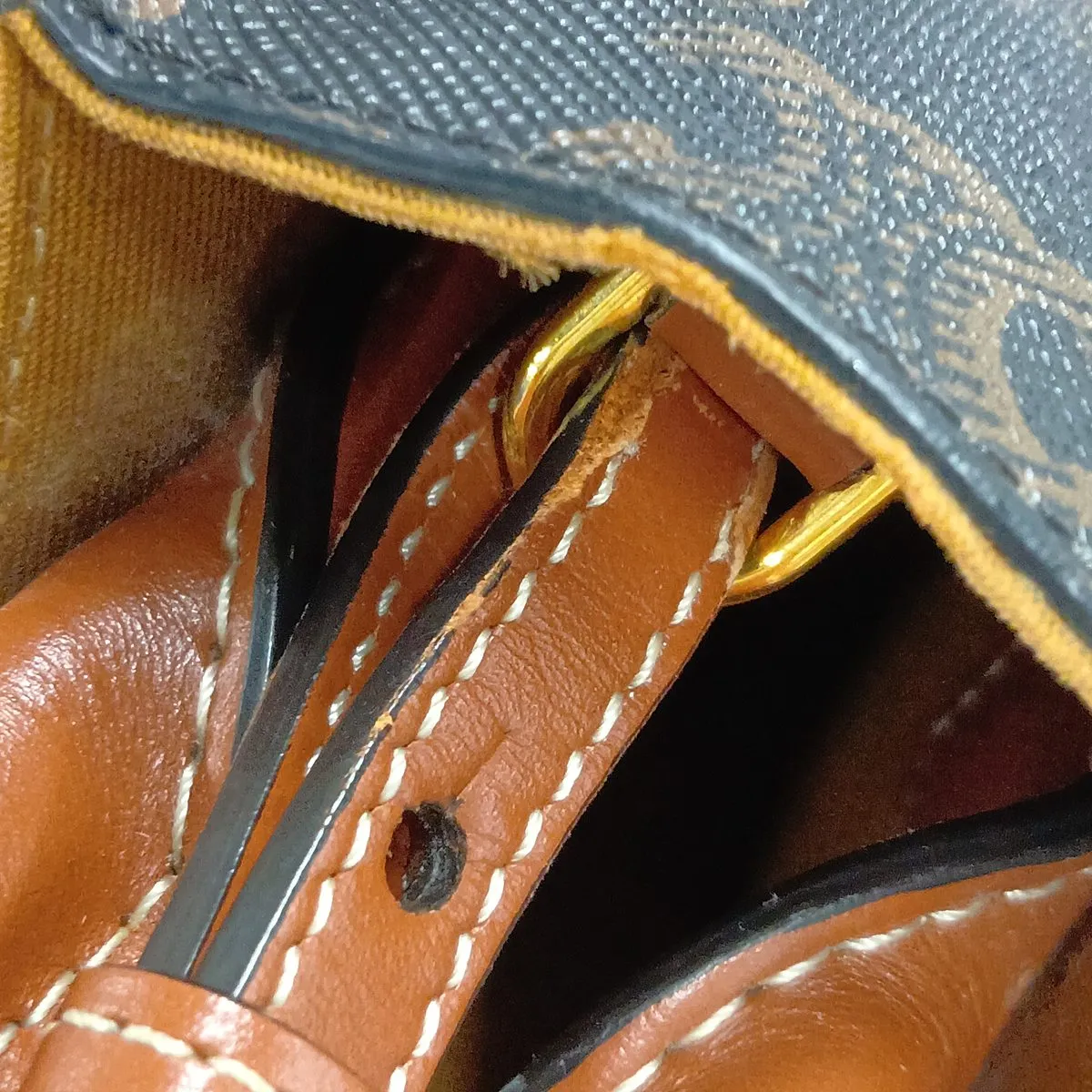 Triomphe Mini Vertical Cabas PVC x Leather 2-Way Handbag Brown — view 13
