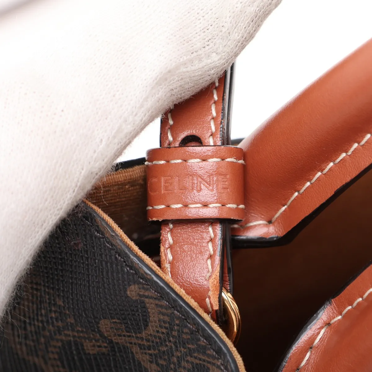 Triomphe Mini Vertical Cabas PVC x Leather 2-Way Handbag Brown — view 9
