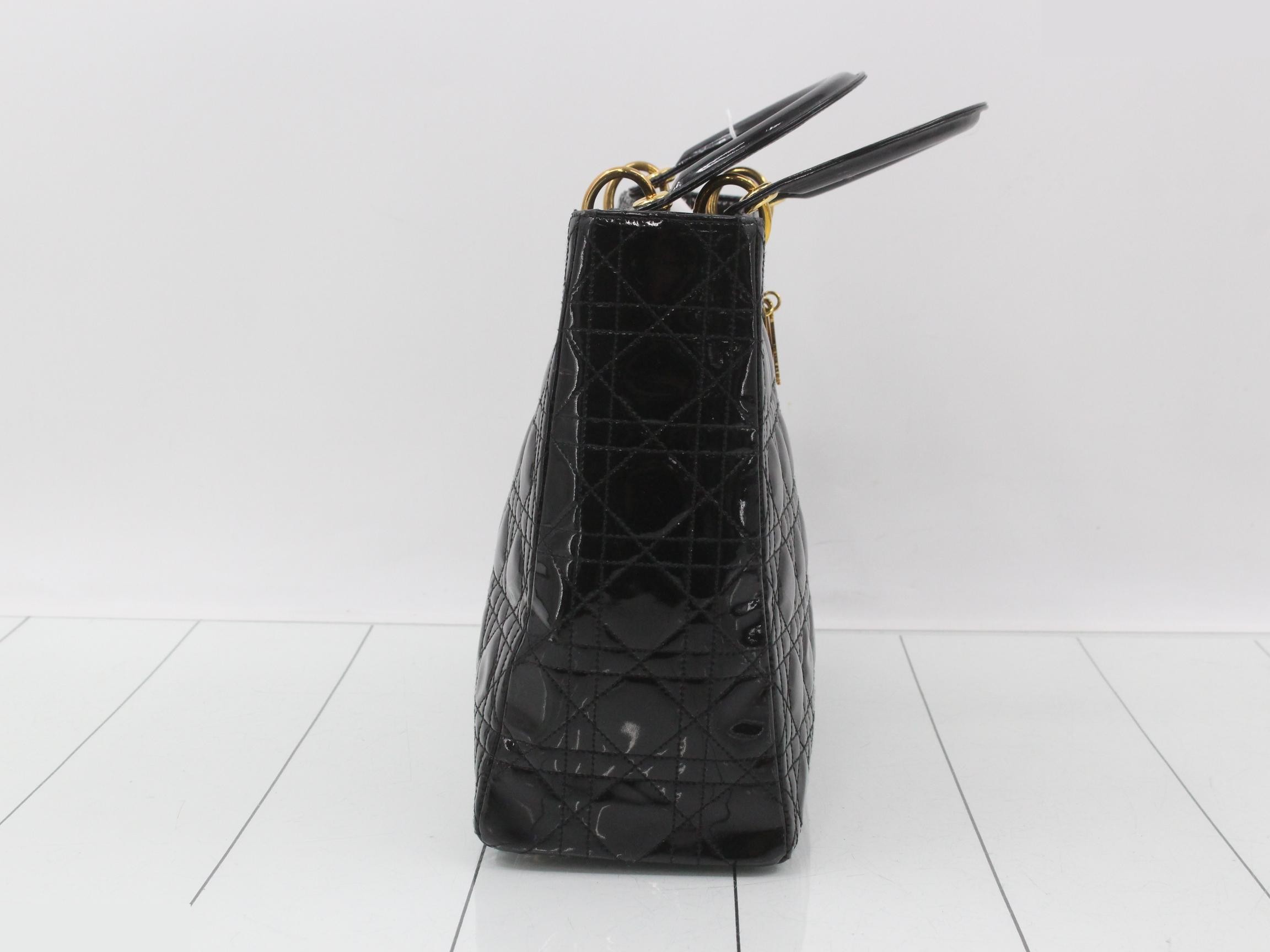 Lady Dior Canage Enamel Handbag, Black — view 4