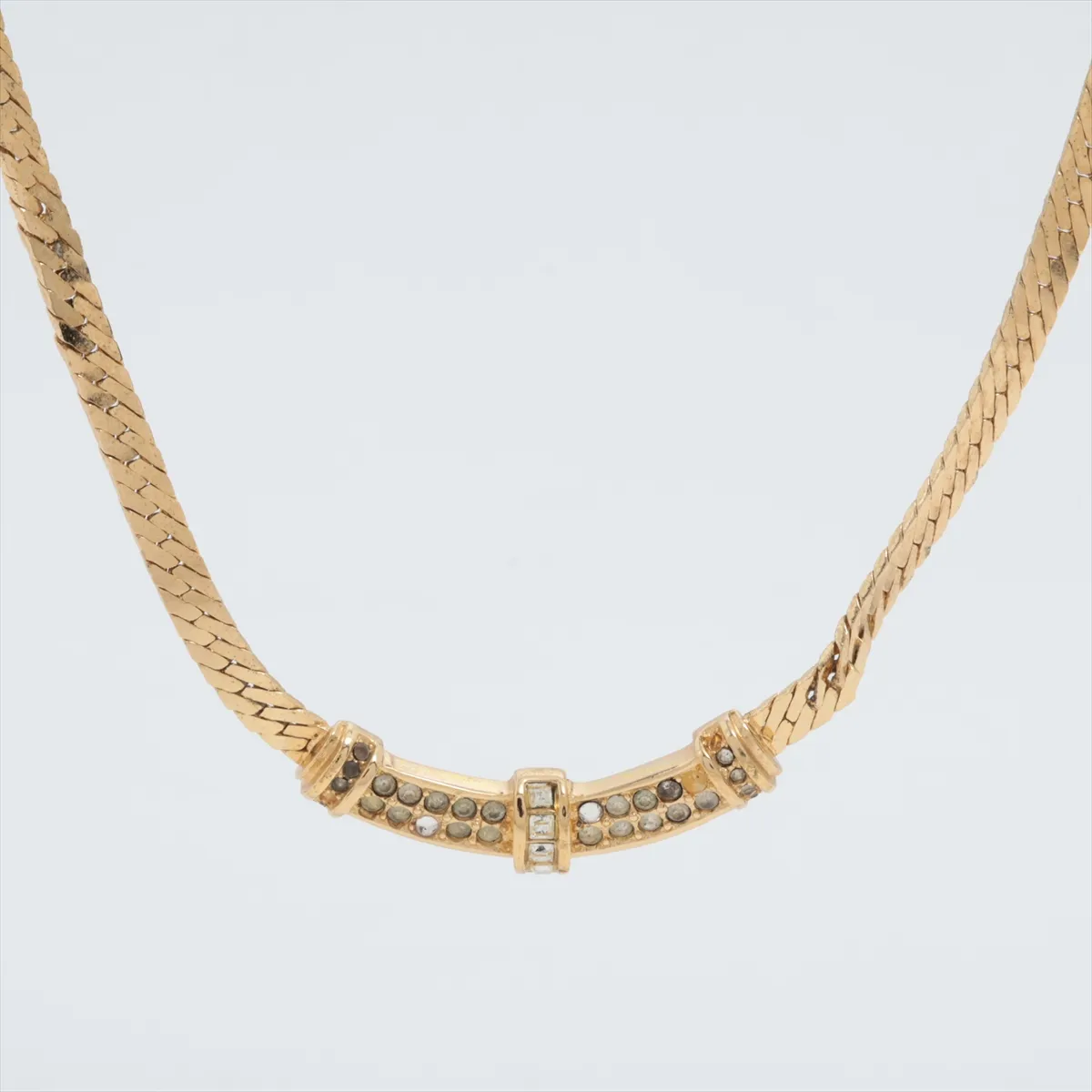 necklace, GP x rhinestones, gold,