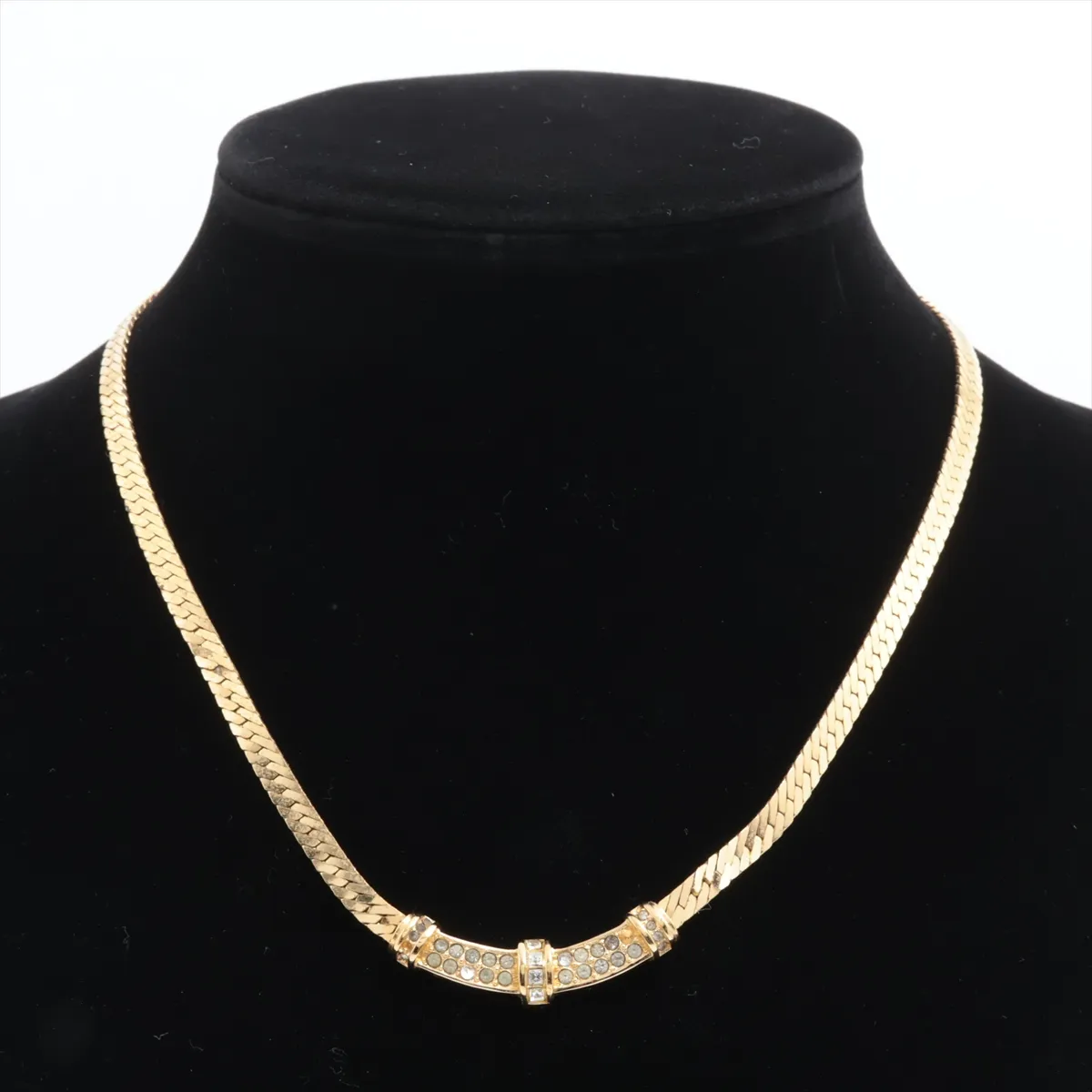 necklace, GP x rhinestones, gold, — view 5