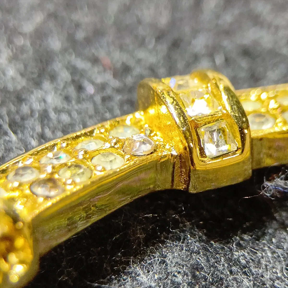 necklace, GP x rhinestones, gold, — view 6