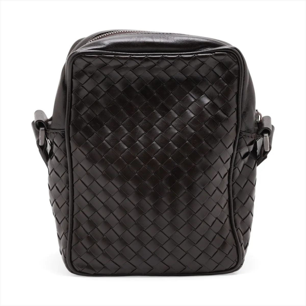 Intrecciato Leather Shoulder Bag, Brown — view 2