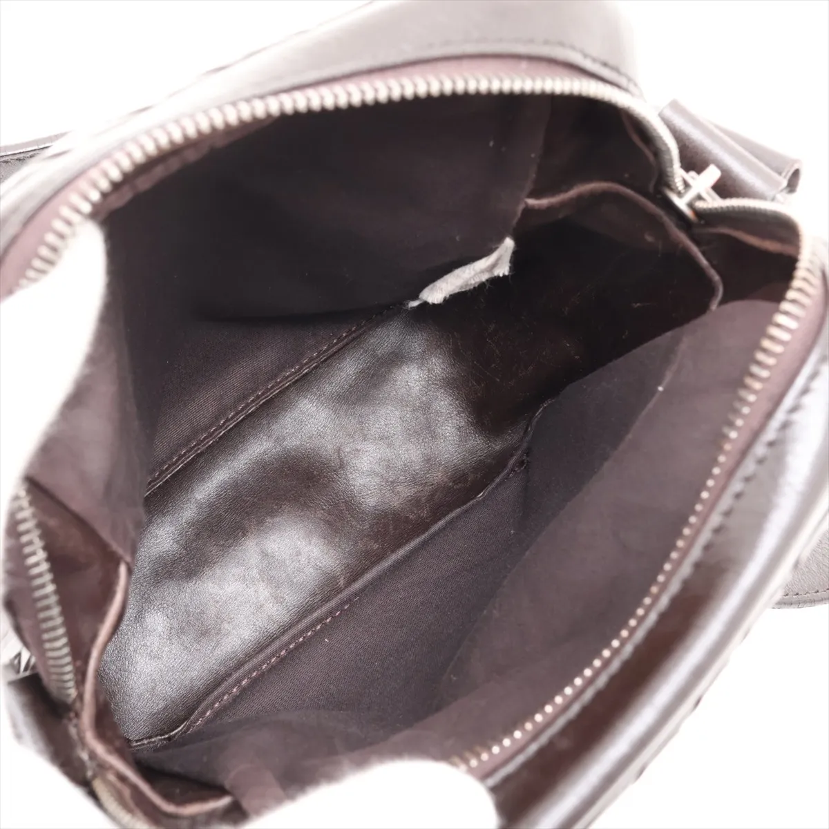 Intrecciato Leather Shoulder Bag, Brown — view 6