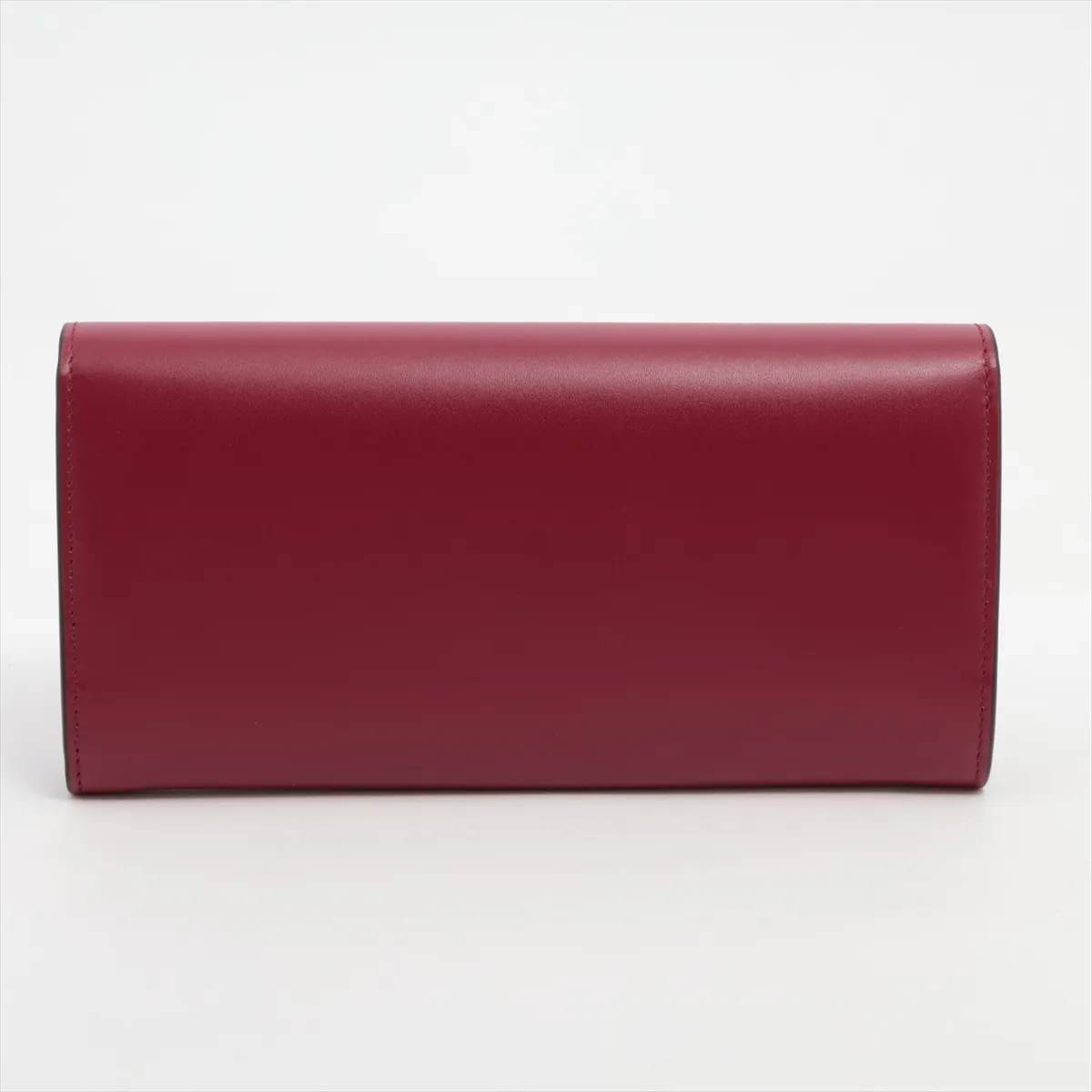 Logo Double C Leather Long Wallet, Red — view 2