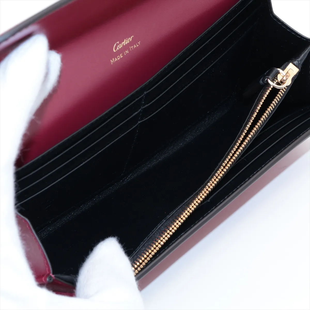 Logo Double C Leather Long Wallet, Red — view 4