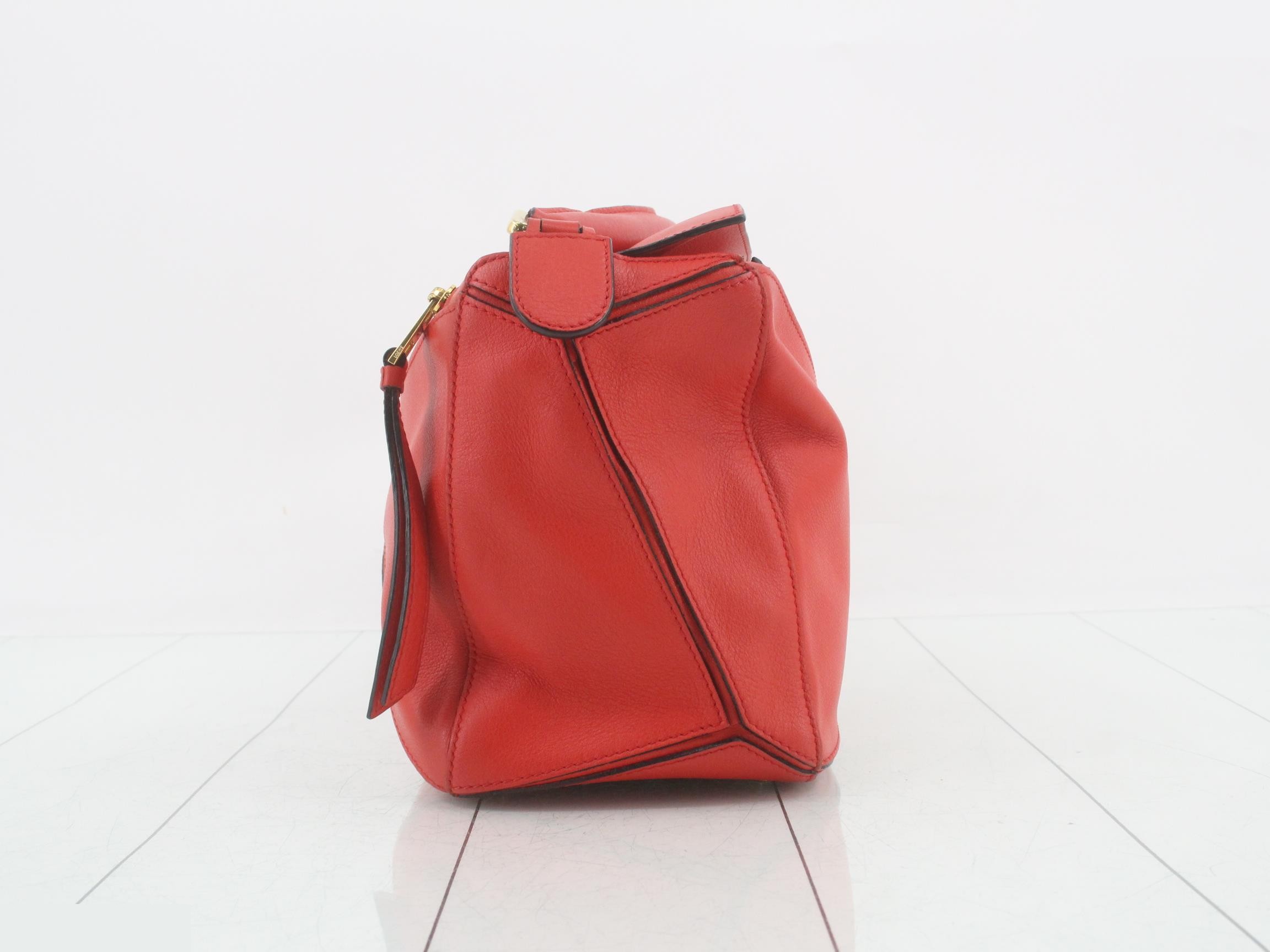 Puzzle Bag Leather 2-Way Handbag Red — view 4
