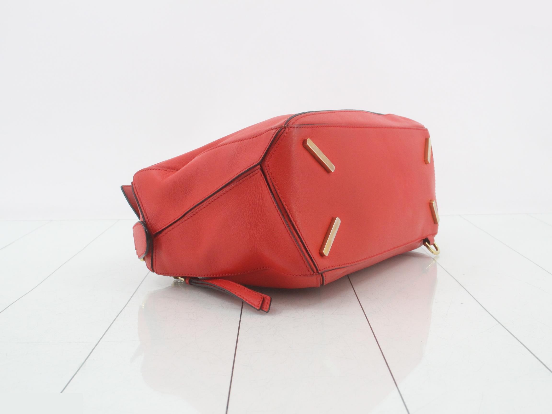Puzzle Bag Leather 2-Way Handbag Red — view 5