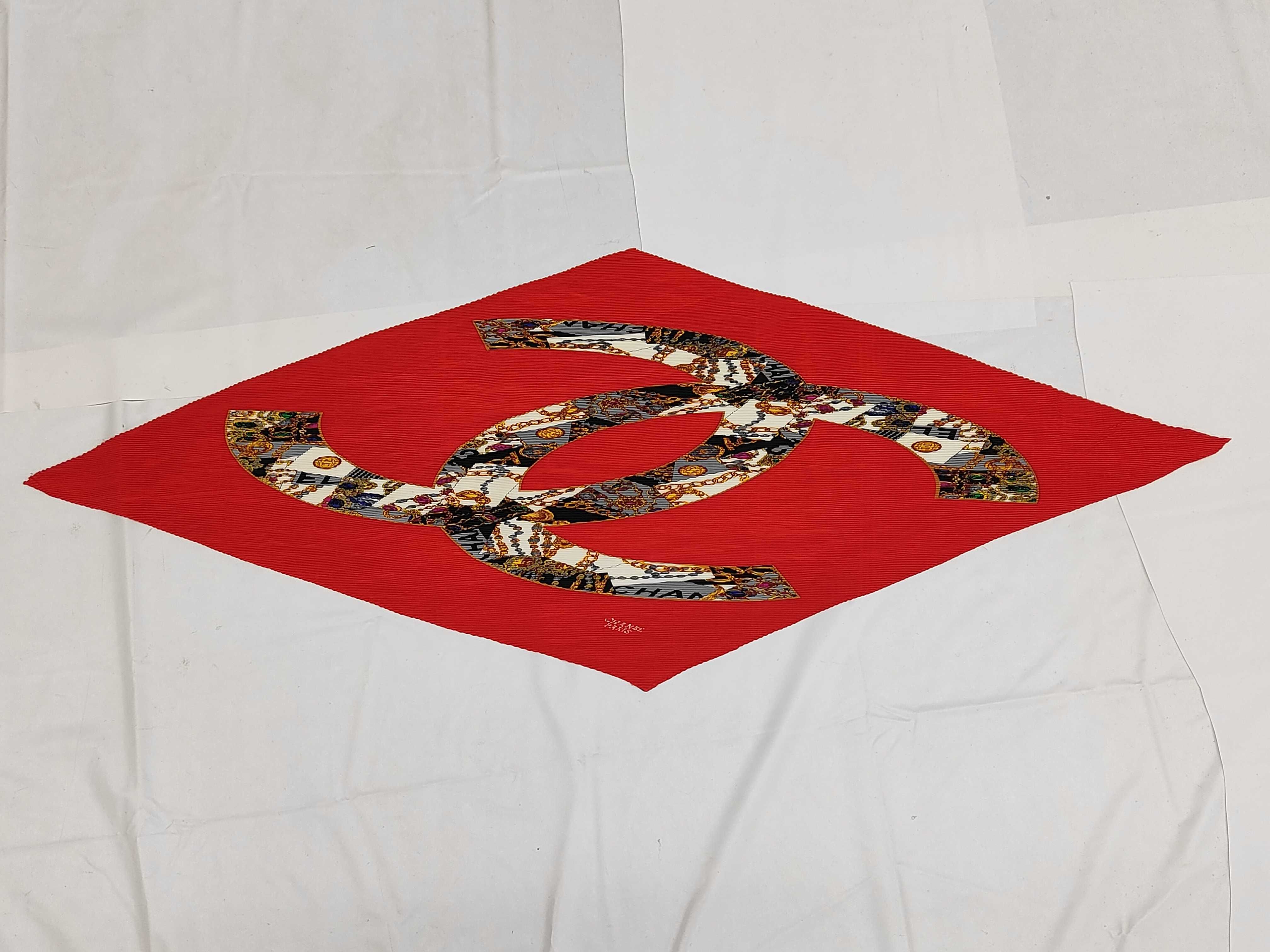pleated scarf, Coco mark, red, other accessories — view 2