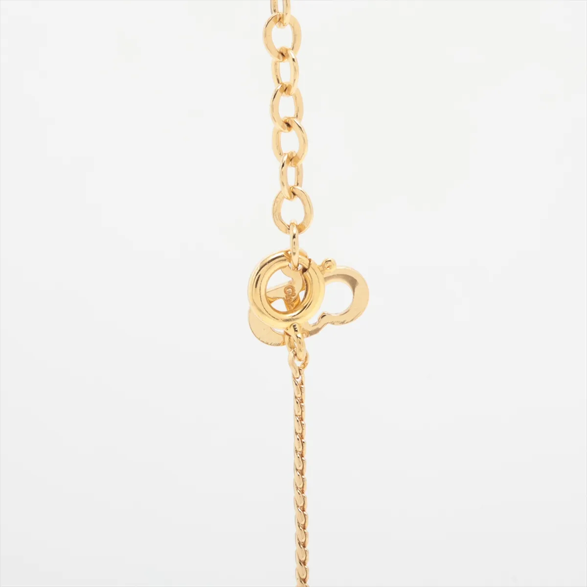CD logo necklace, GP x rhinestone, gold. — view 3