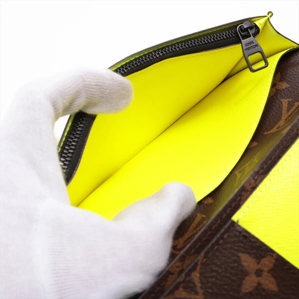 Monogram Macassar Portefeuille Brazza M80790 Brown x Yellow Long Wallet (RFID detected) — view 7