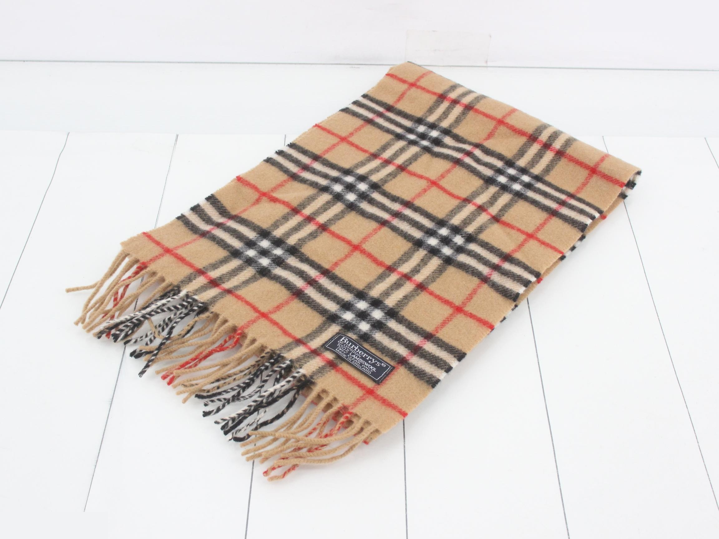 Tag attached, 100% cashmere check scarf
