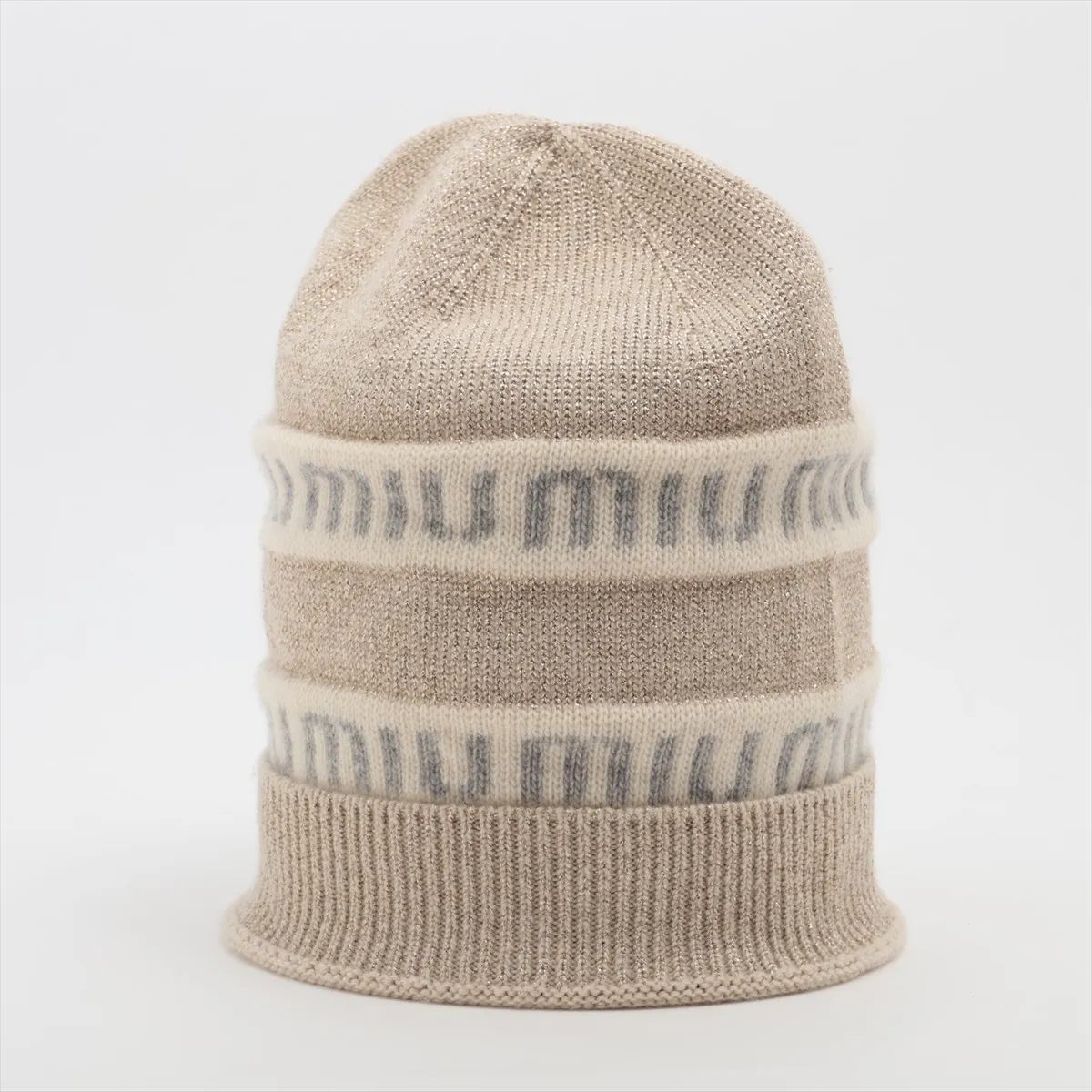 5HC286 Logo Knit Cap, Size S, Wool x Cashmere, Gold,