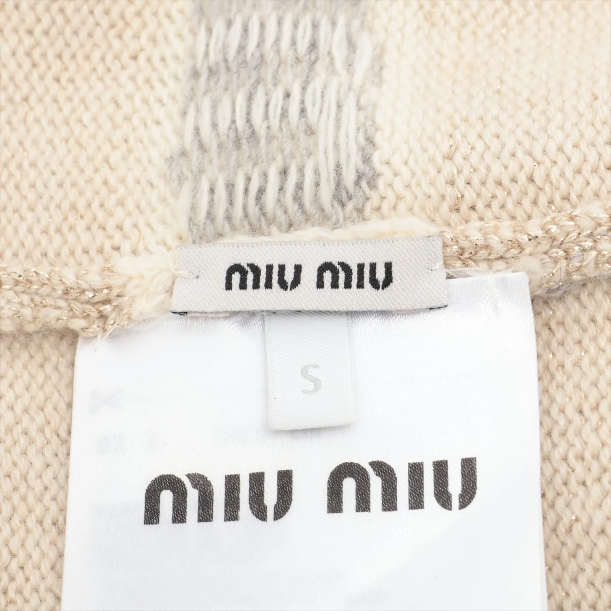 5HC286 Logo Knit Cap, Size S, Wool x Cashmere, Gold, — view 5