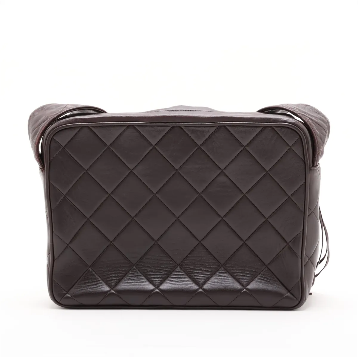Matelassé Lambskin Shoulder Bag with Fringe, Brown, Gold Hardware — view 2
