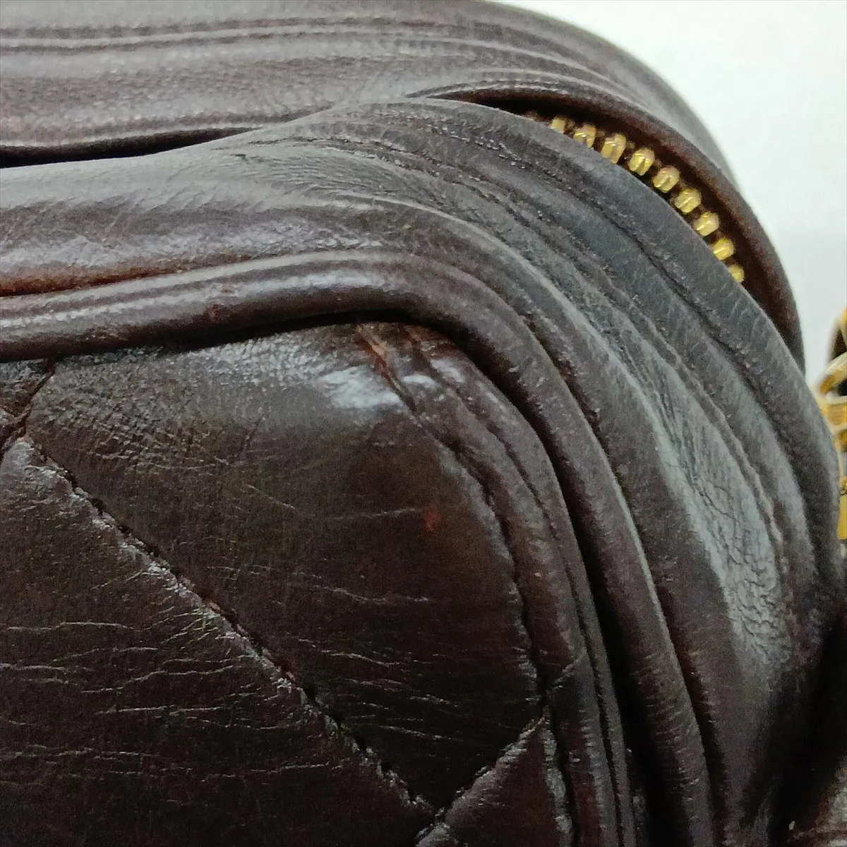 Matelassé Lambskin Shoulder Bag with Fringe, Brown, Gold Hardware — view 11