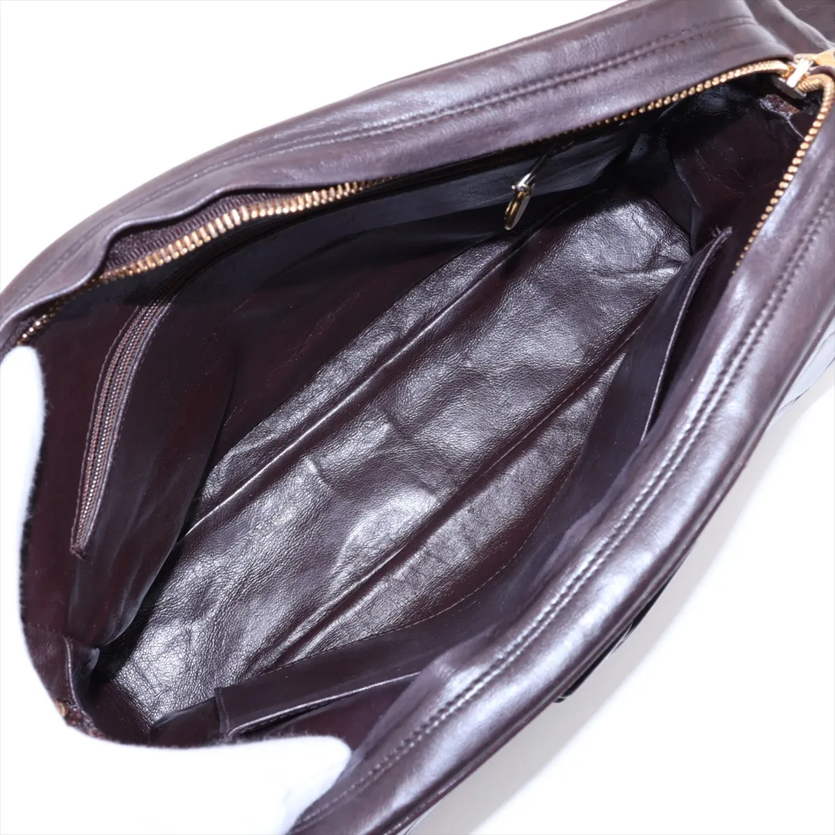Matelassé Lambskin Shoulder Bag with Fringe, Brown, Gold Hardware — view 6