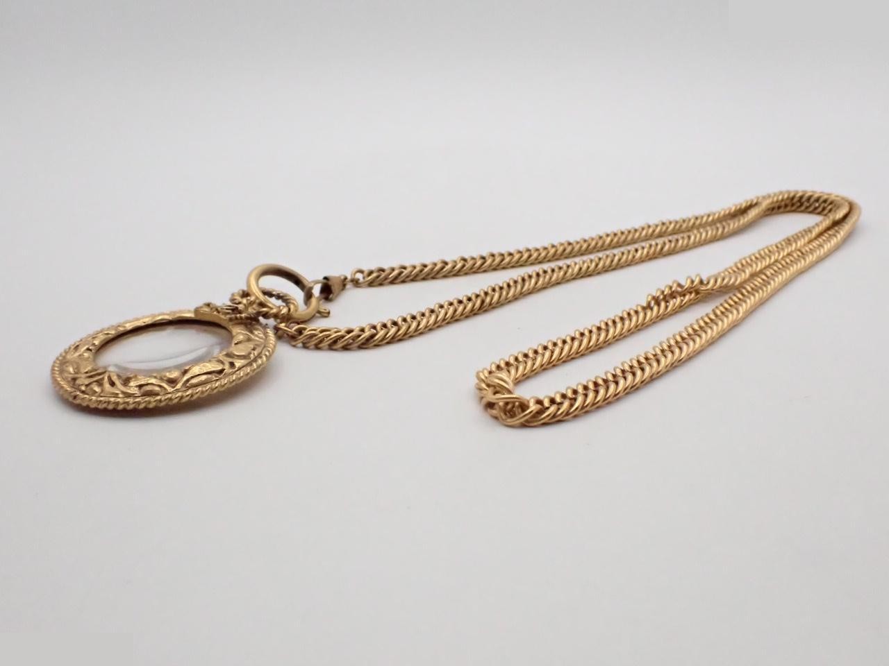 Vintage Long Chain Necklace with Magnifying Glass, Chain Approx. 95cm — view 3