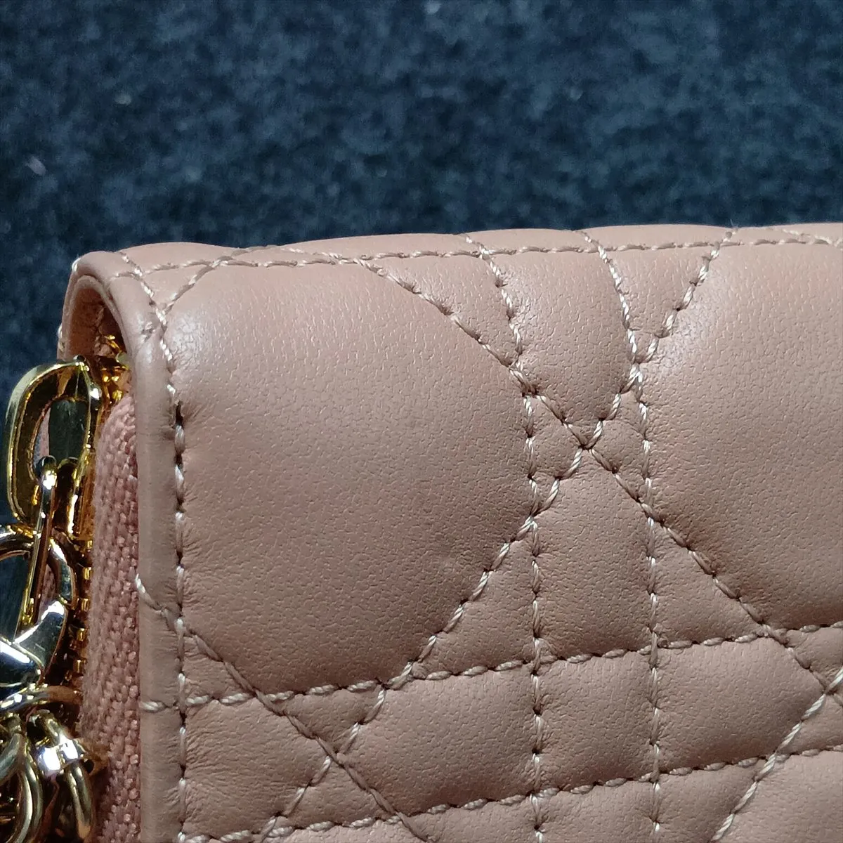 Lady Dior Cannage Leather Coin Case Pink — view 12