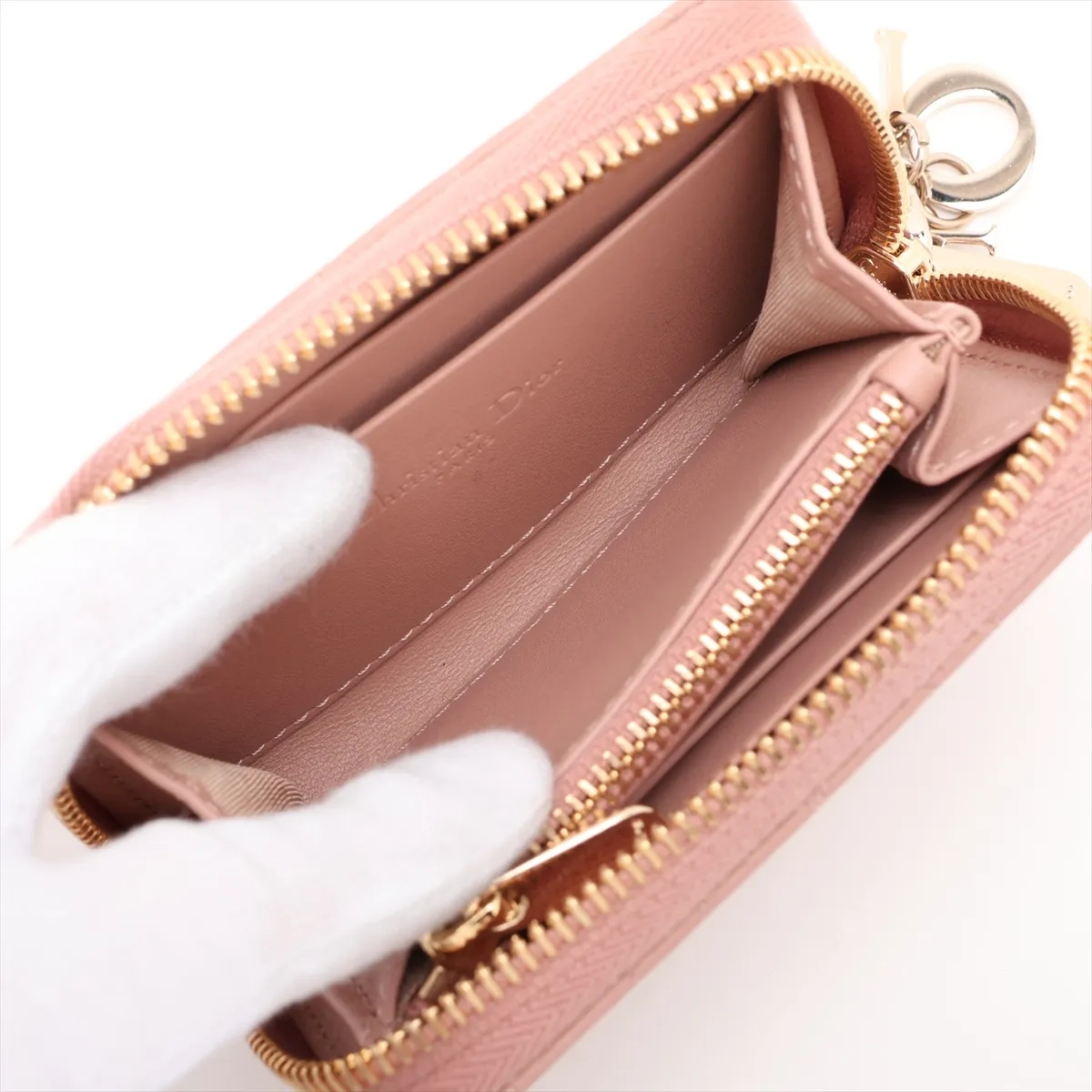 Lady Dior Cannage Leather Coin Case Pink — view 4