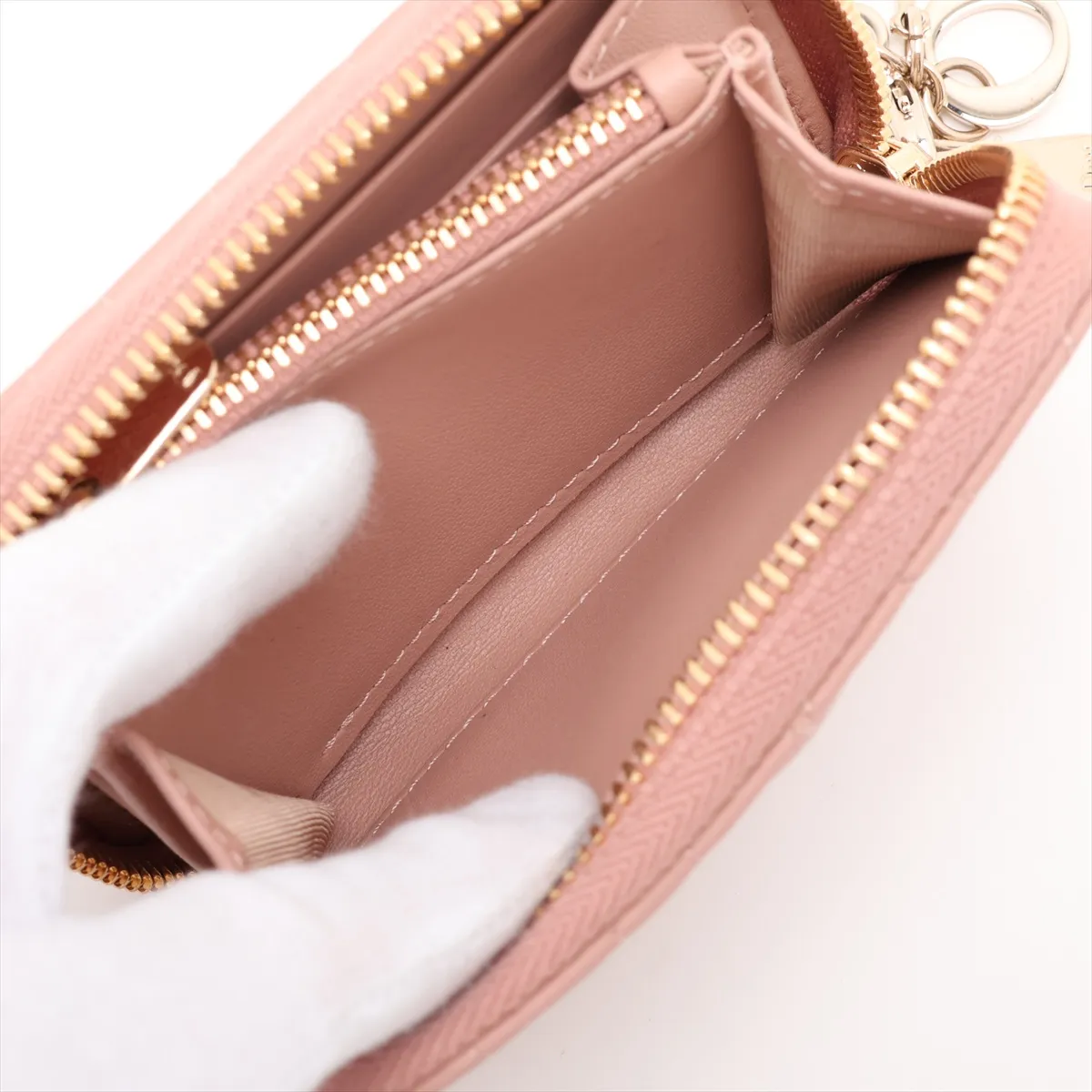 Lady Dior Cannage Leather Coin Case Pink — view 5
