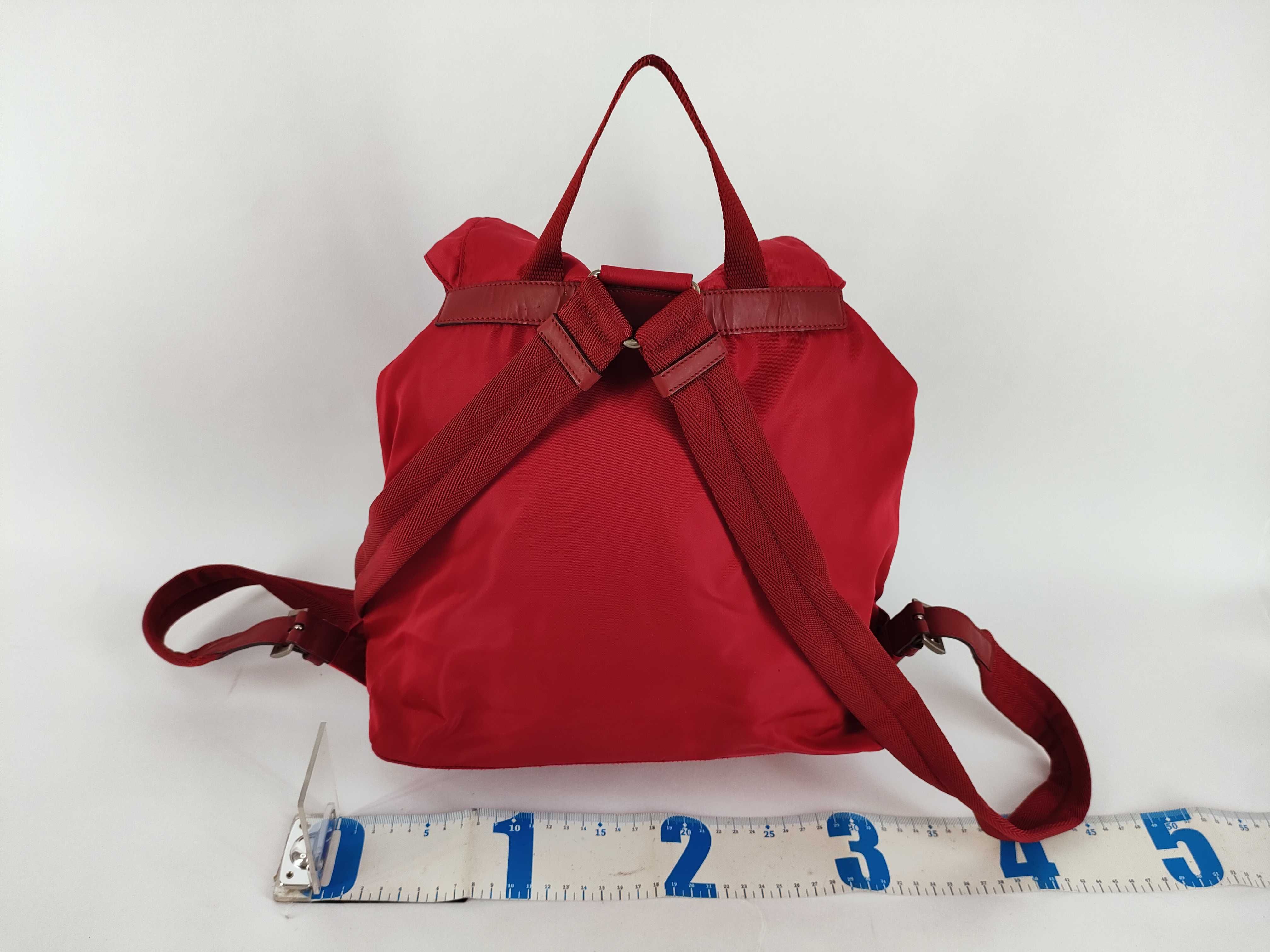 Nylon Backpack, Red — view 2