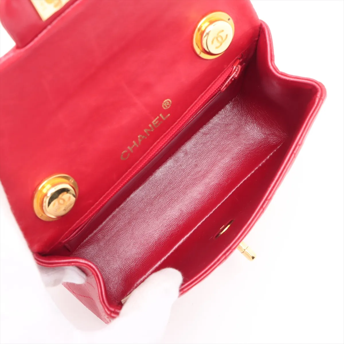 Matelasse Lambskin Chain Handbag Red Gold Hardware 1004424 No. 1 — view 7