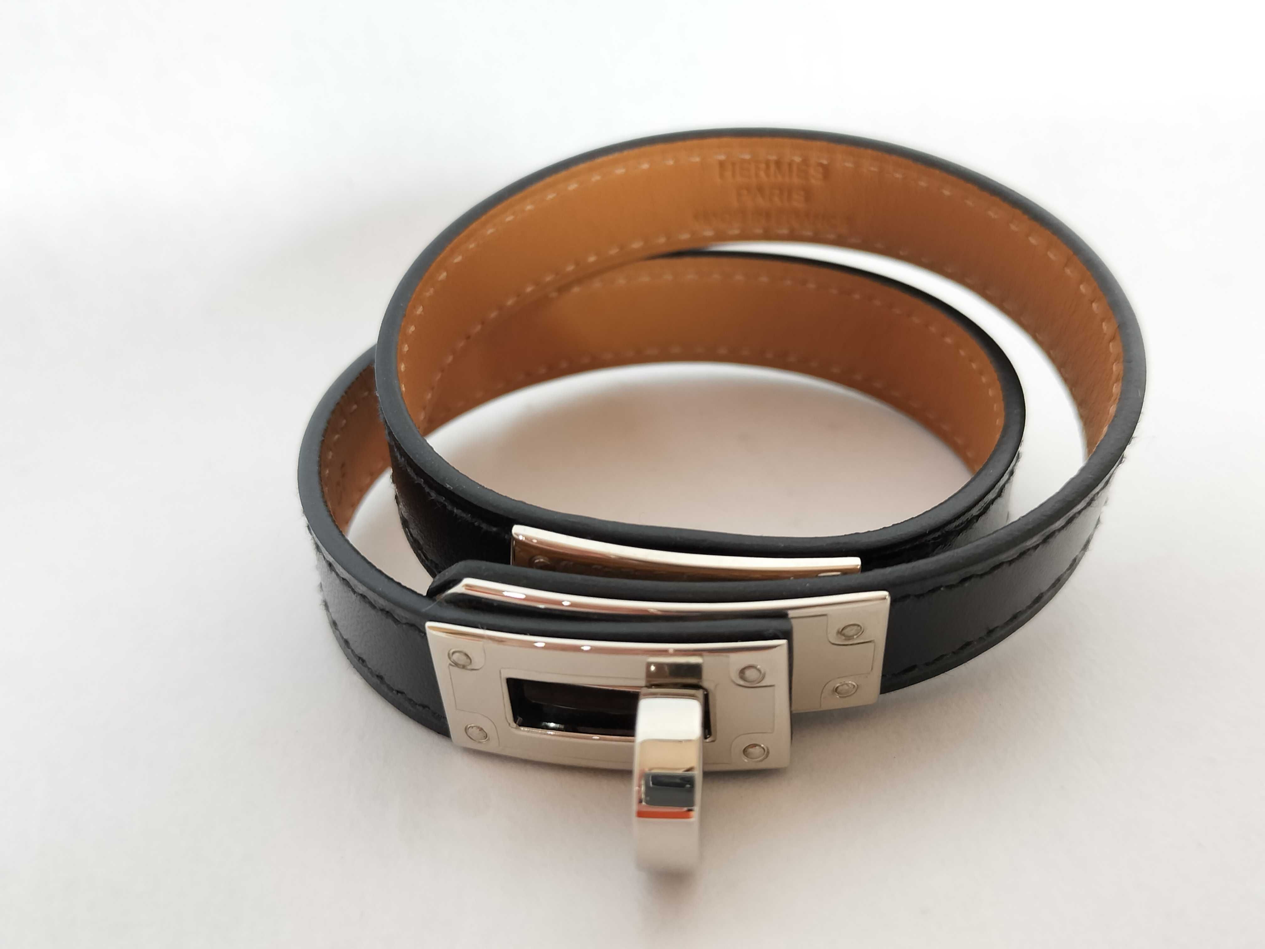 Kelly Double Tour Bracelet (B stamp) - Leather, Black - Bracelet/Bangle