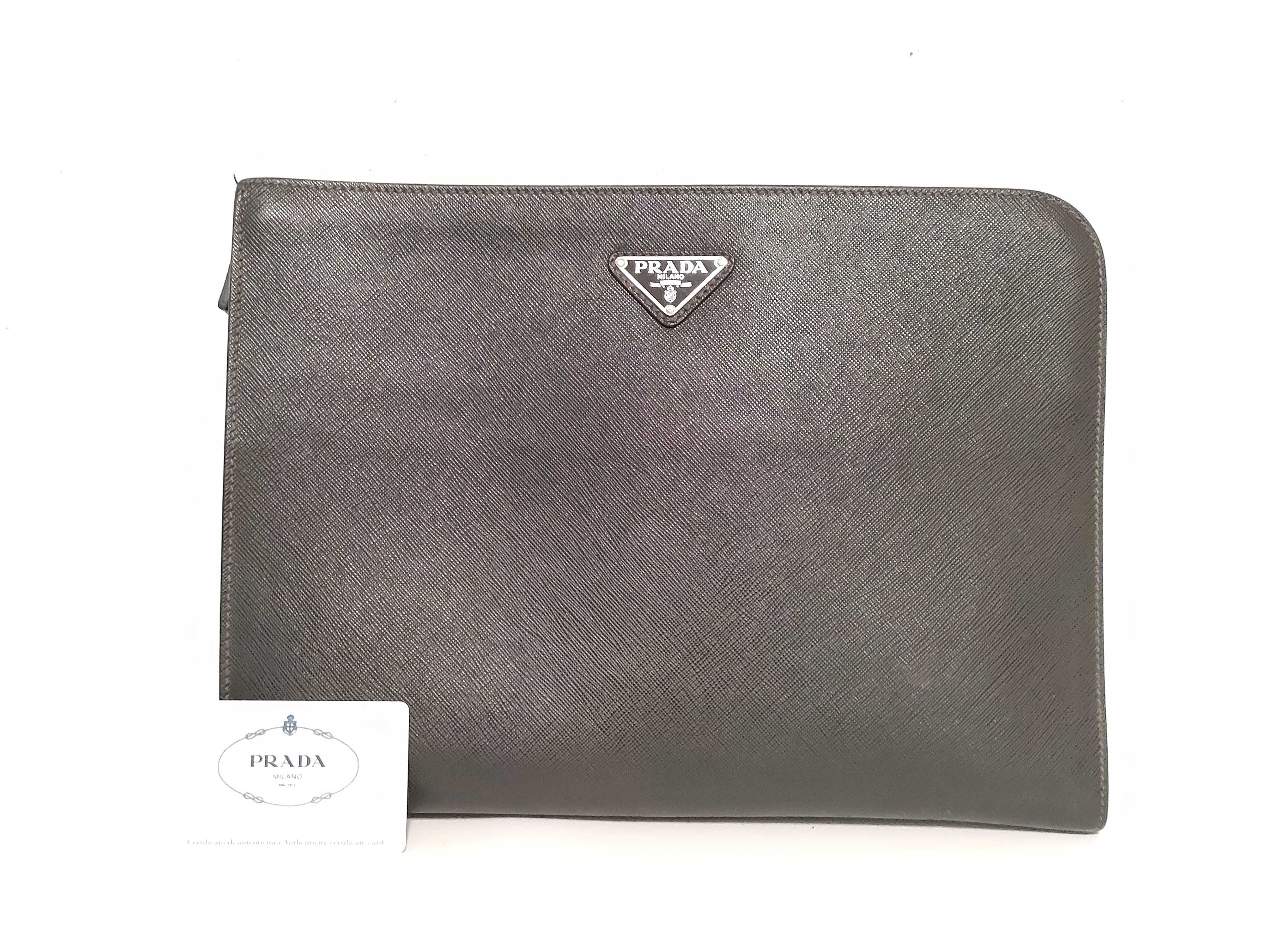 PH - Black Leather Clutch Bag