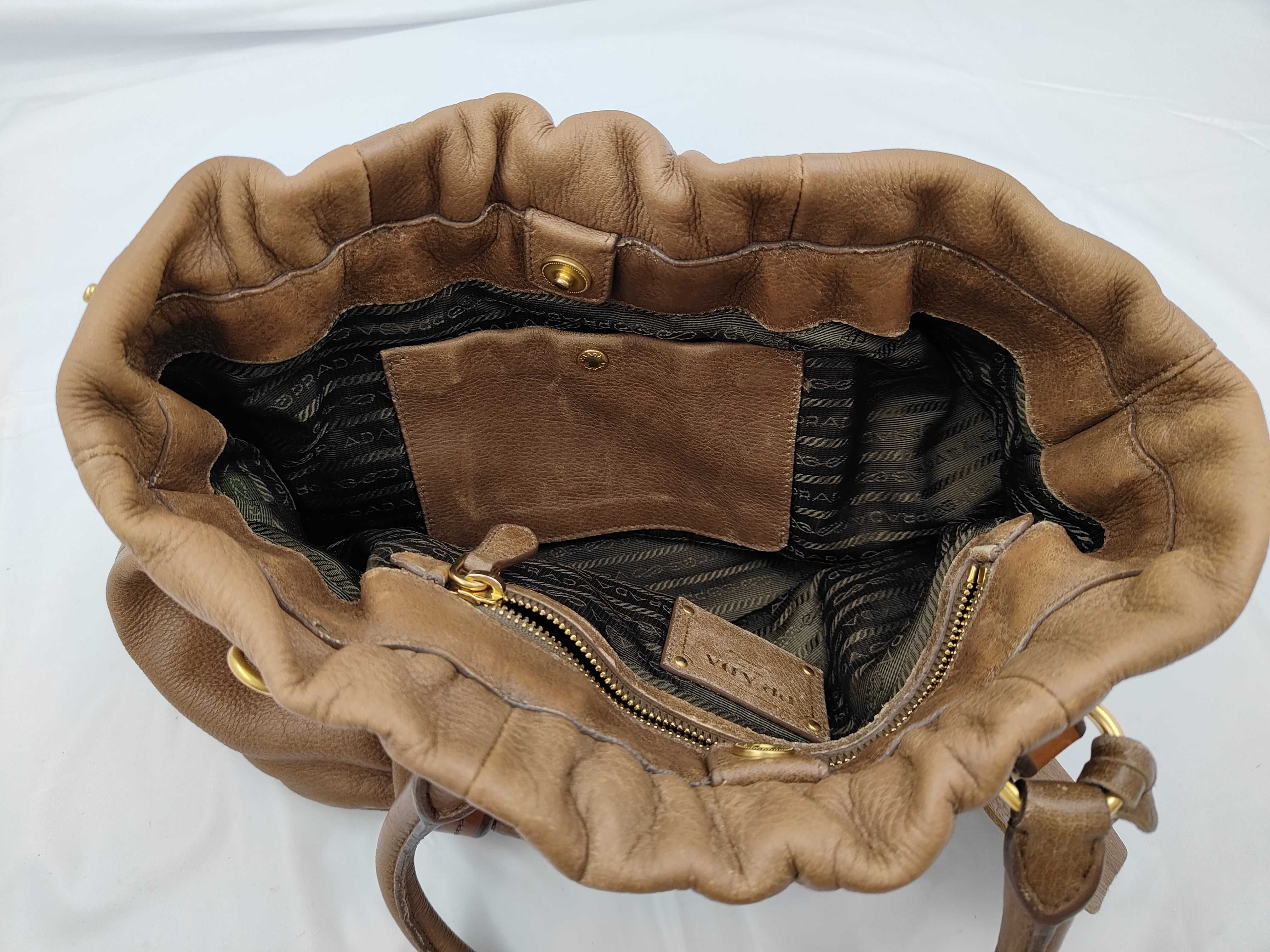 Cervo Leather Brown 2-Way Tote Bag Shoulder Bag — view 11