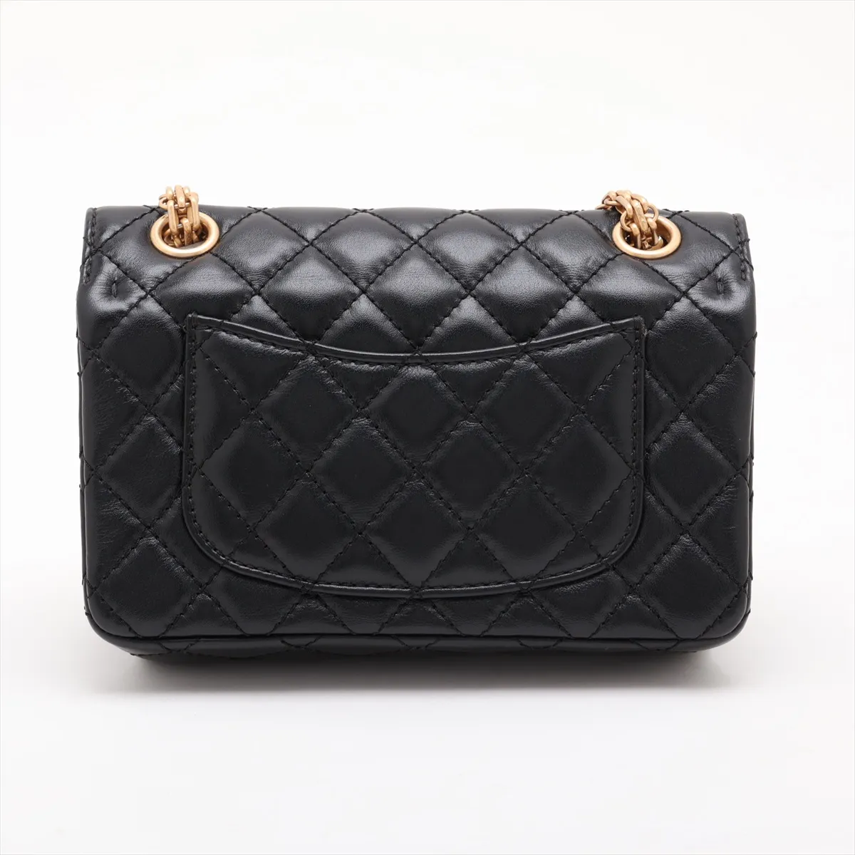 [Individually packaged] Chanel Matelassé 2.55 Mini Leather Single Flap Double Chain Bag, Black with Gold Hardware, H9E6HC25, Random Plate, AS0874 — view 2