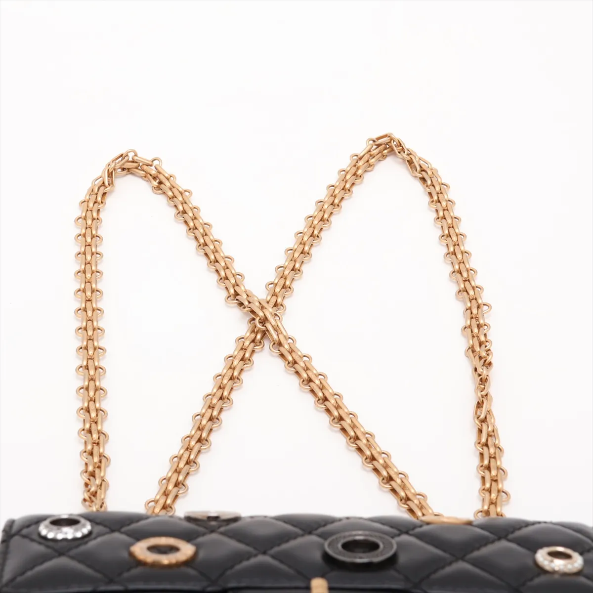 [Individually packaged] Chanel Matelassé 2.55 Mini Leather Single Flap Double Chain Bag, Black with Gold Hardware, H9E6HC25, Random Plate, AS0874 — view 6