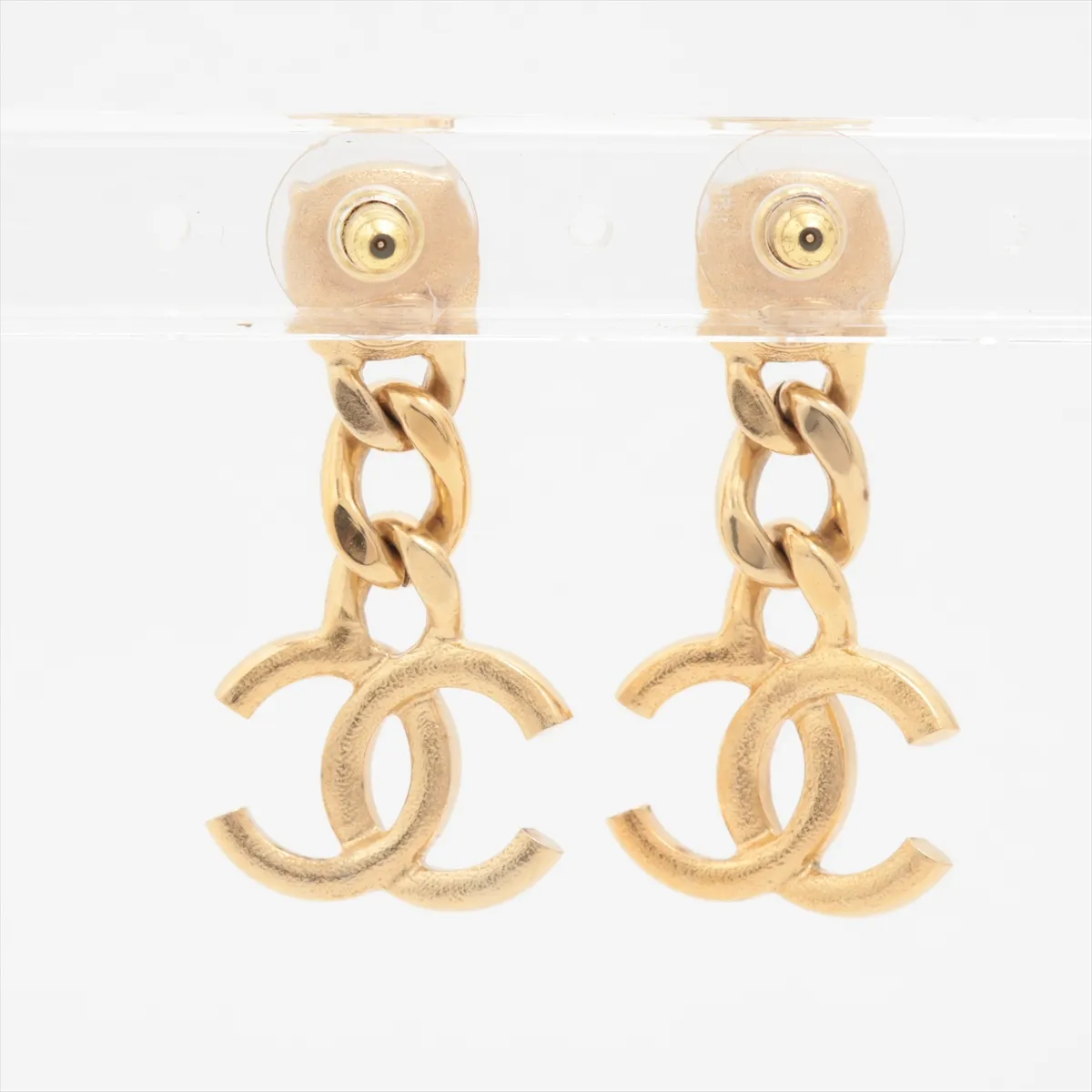 Coco Mark C23C Earrings (Pair) GP x Rhinestone Gold x Pink — view 2