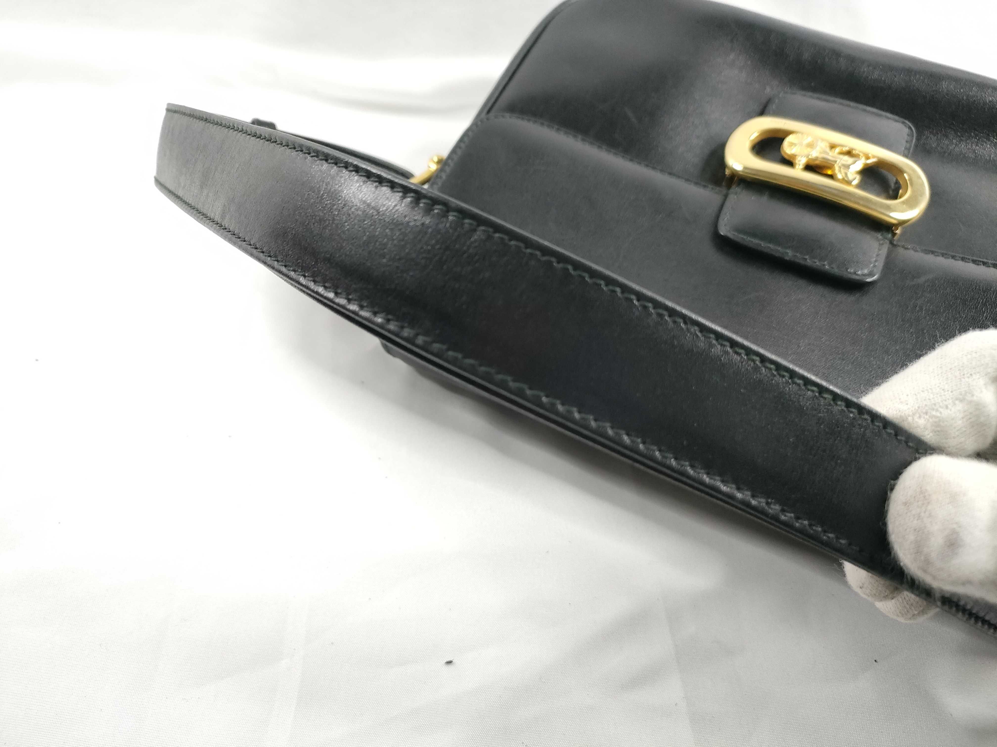 shoulder bag, carriage hardware, black leather shoulder bag — view 7