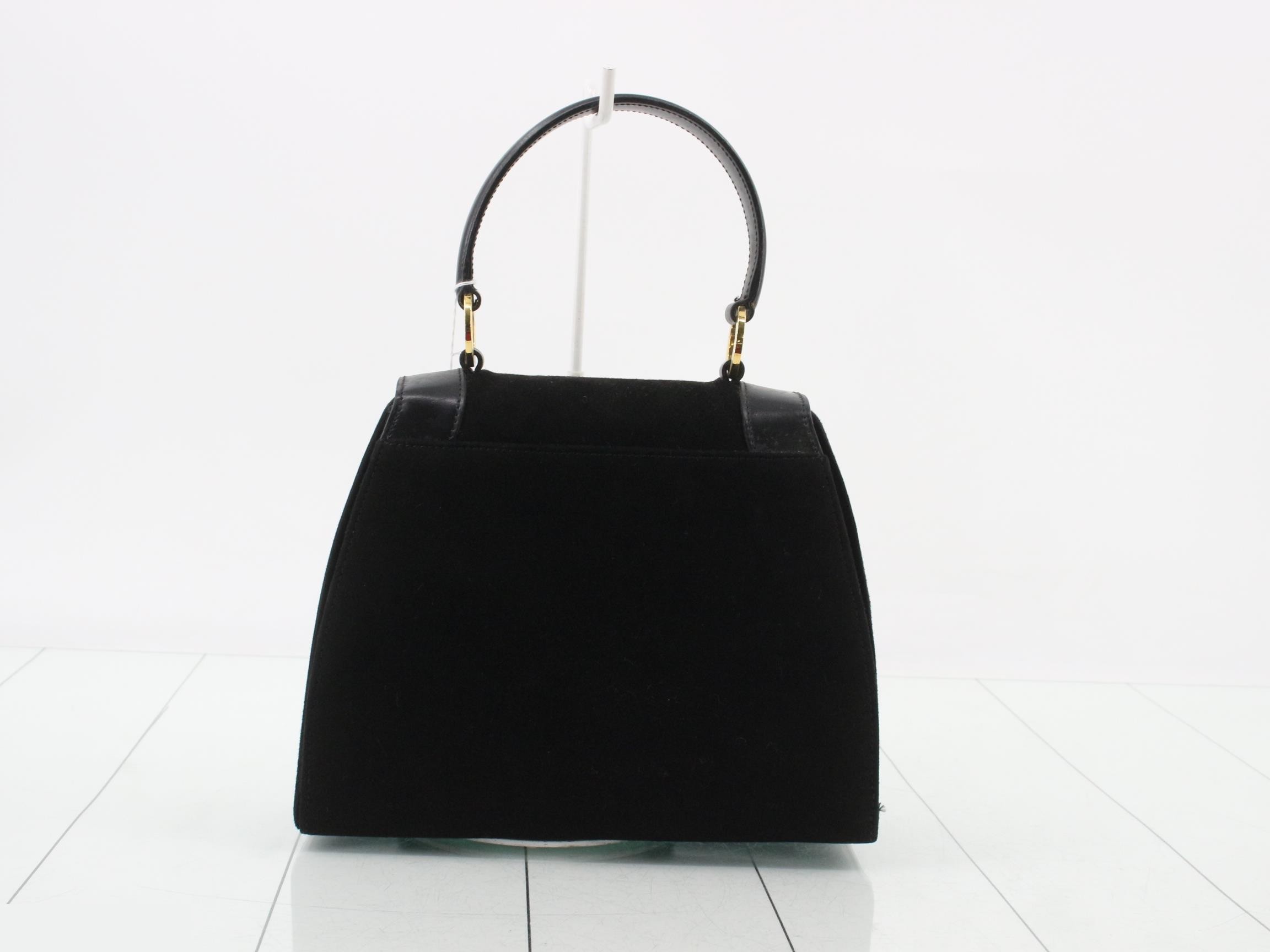 Suede/Leather 2-Way Handbag, Black — view 2