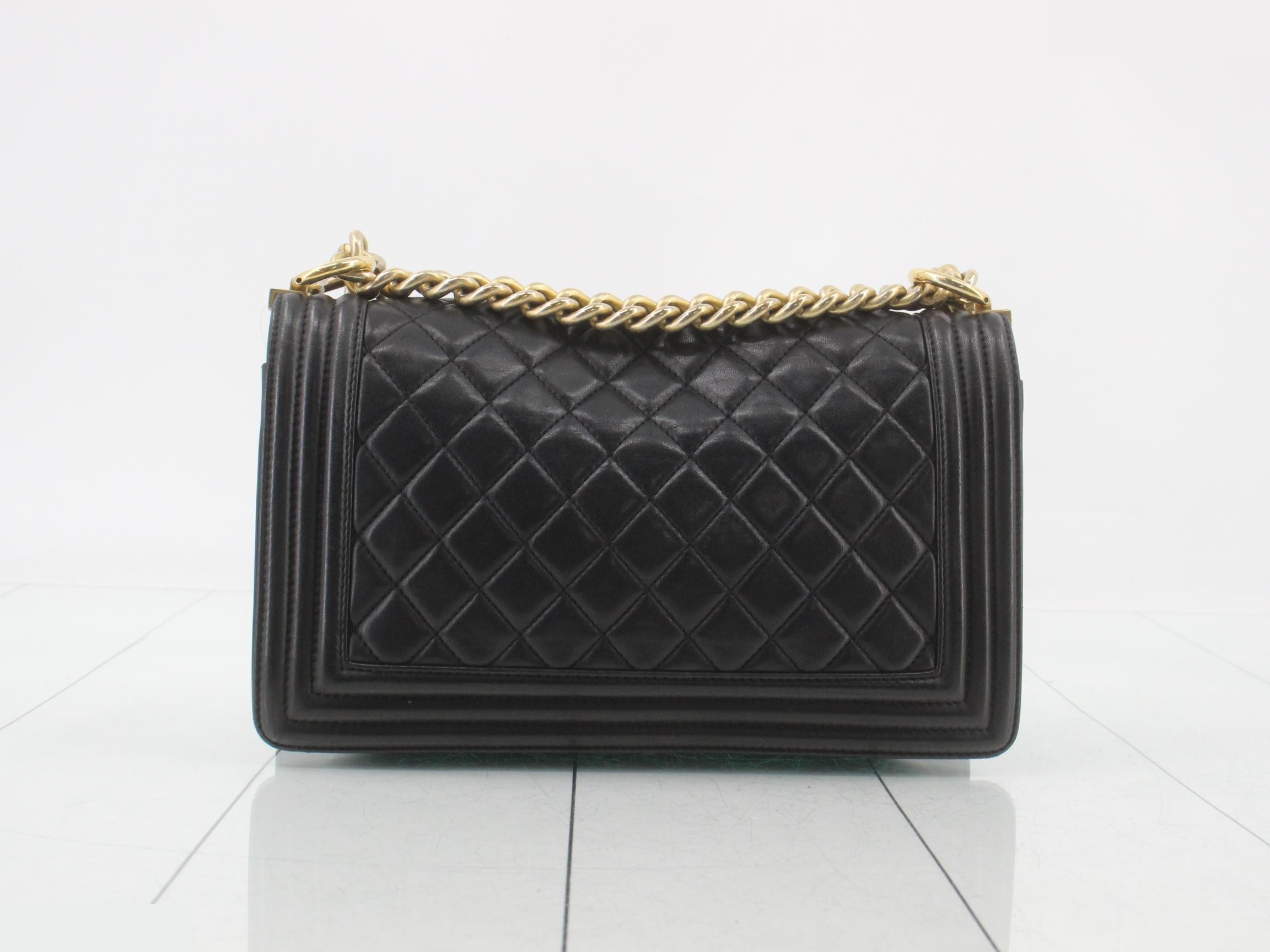 Boy Chanel Lambskin Chain Shoulder Bag, Black — view 2