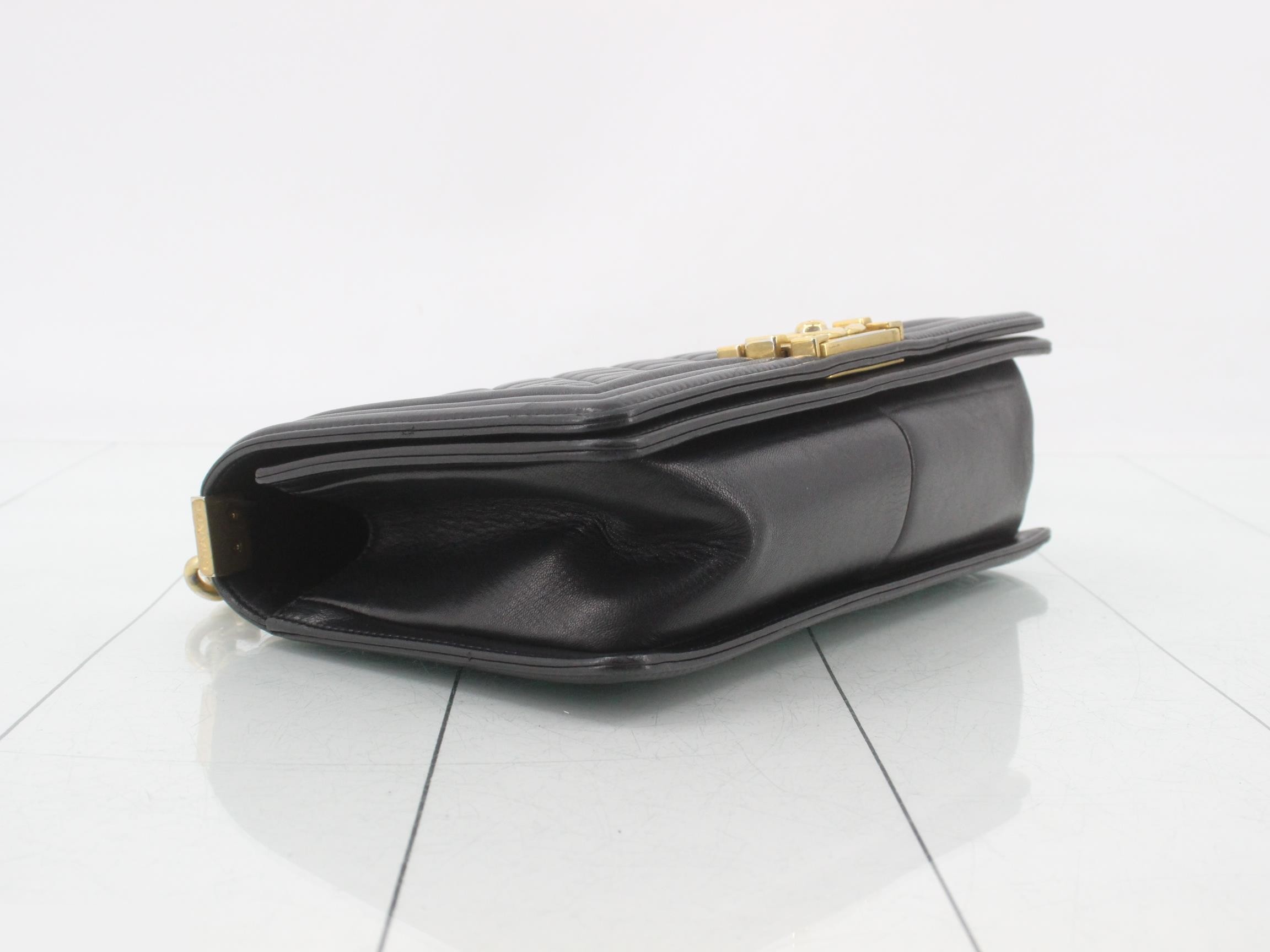 Boy Chanel Lambskin Chain Shoulder Bag, Black — view 5