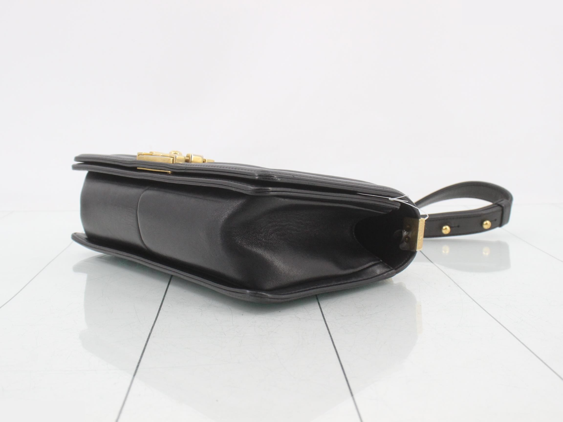 Boy Chanel Lambskin Chain Shoulder Bag, Black — view 6