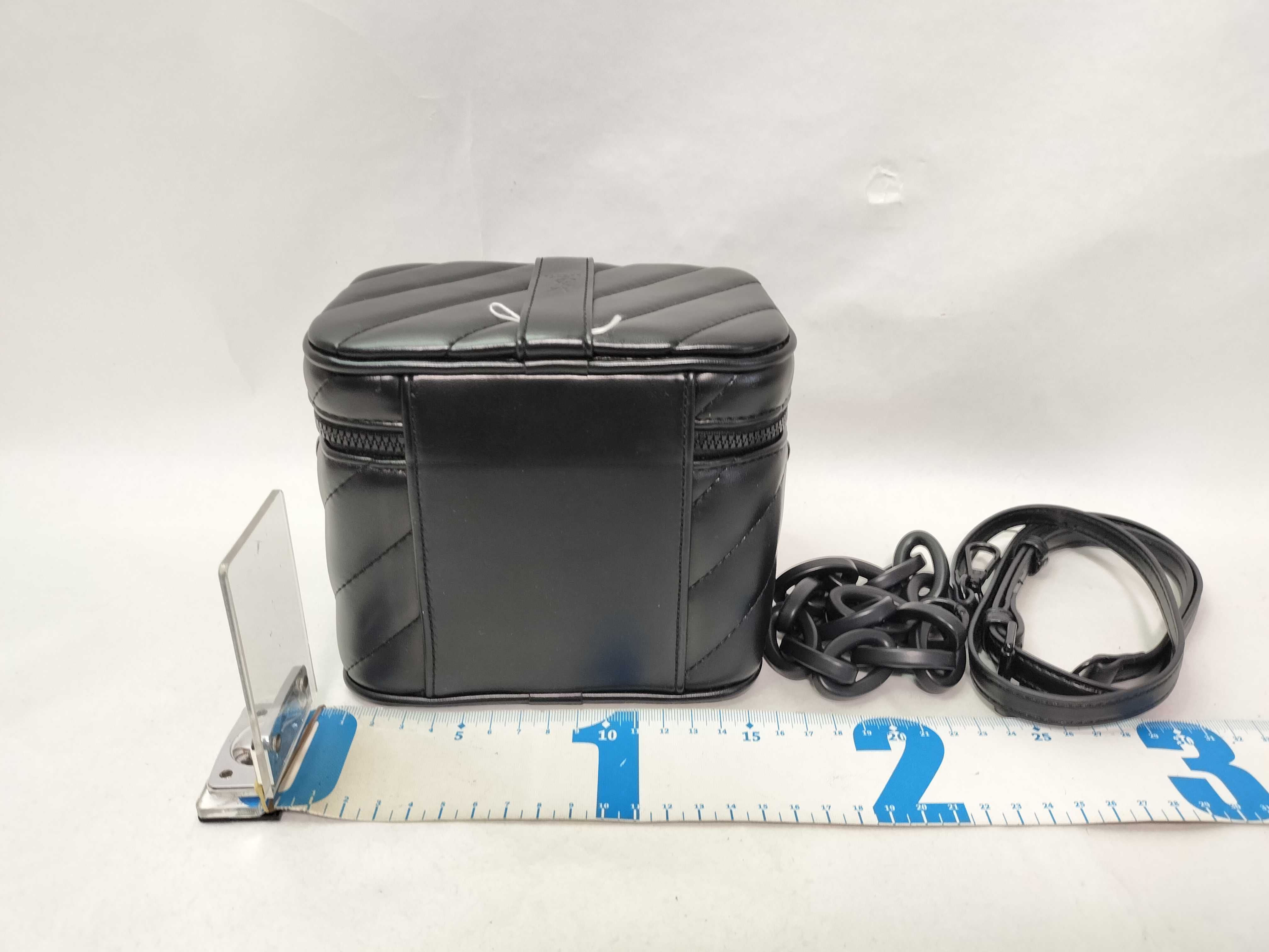Leather Vanity Bag with Black Hardware and Plastic Chain Shoulder Bag — view 2