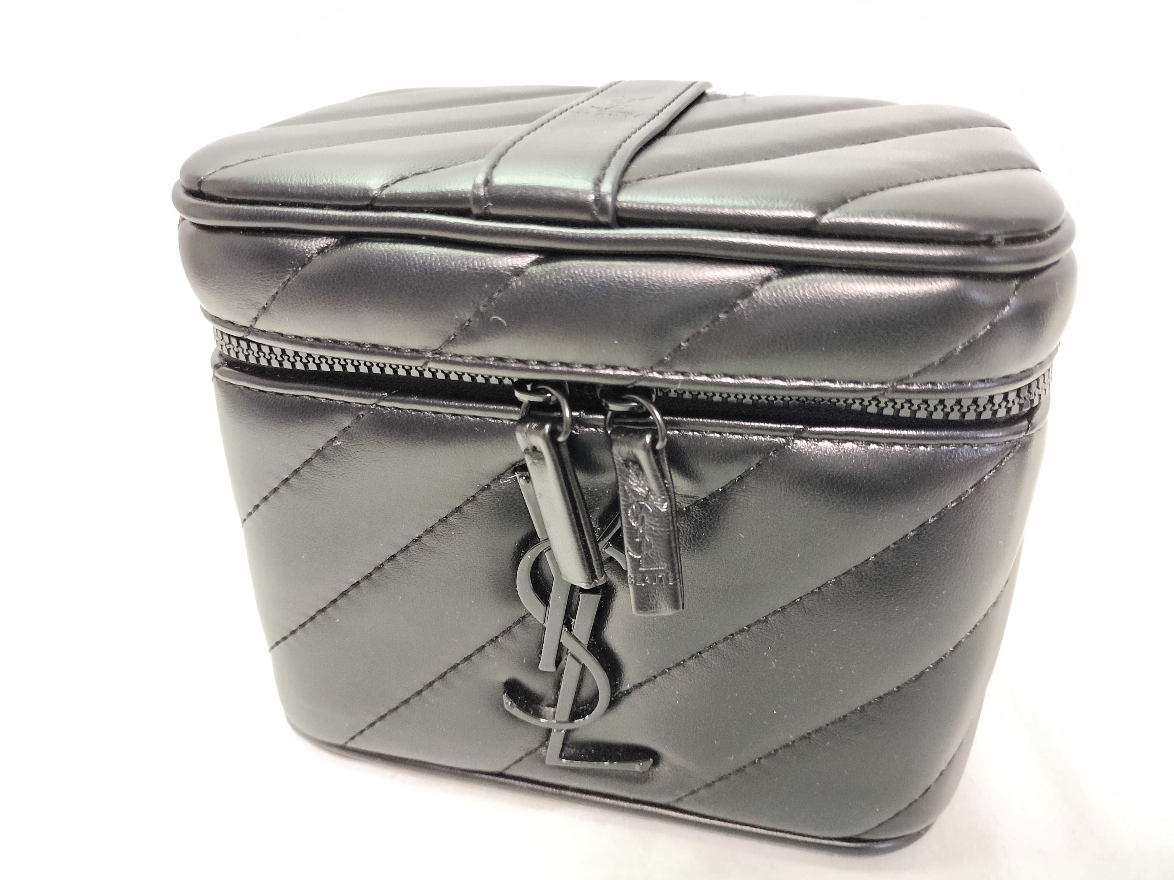 Leather Vanity Bag with Black Hardware and Plastic Chain Shoulder Bag — view 11