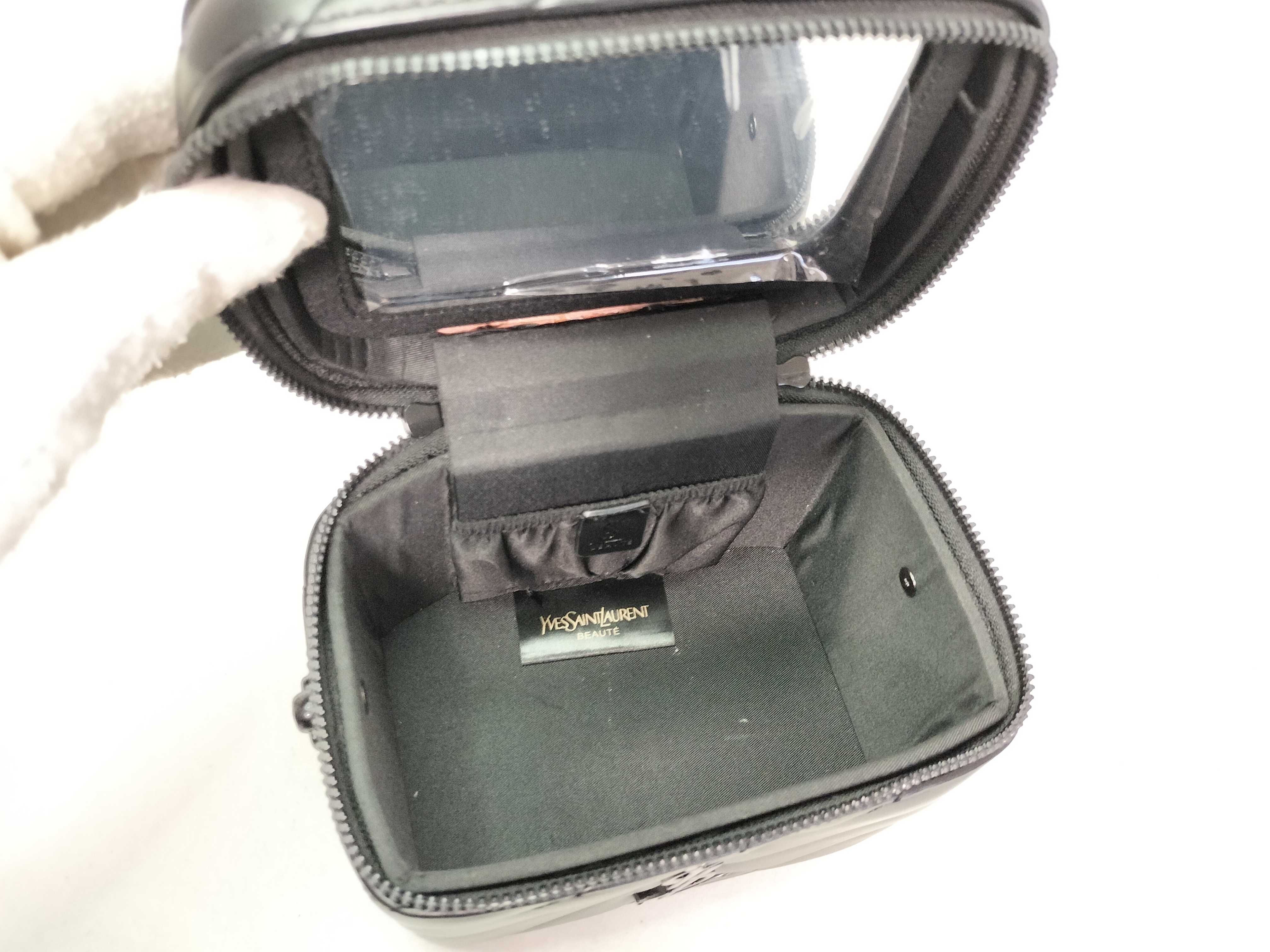 Leather Vanity Bag with Black Hardware and Plastic Chain Shoulder Bag — view 12