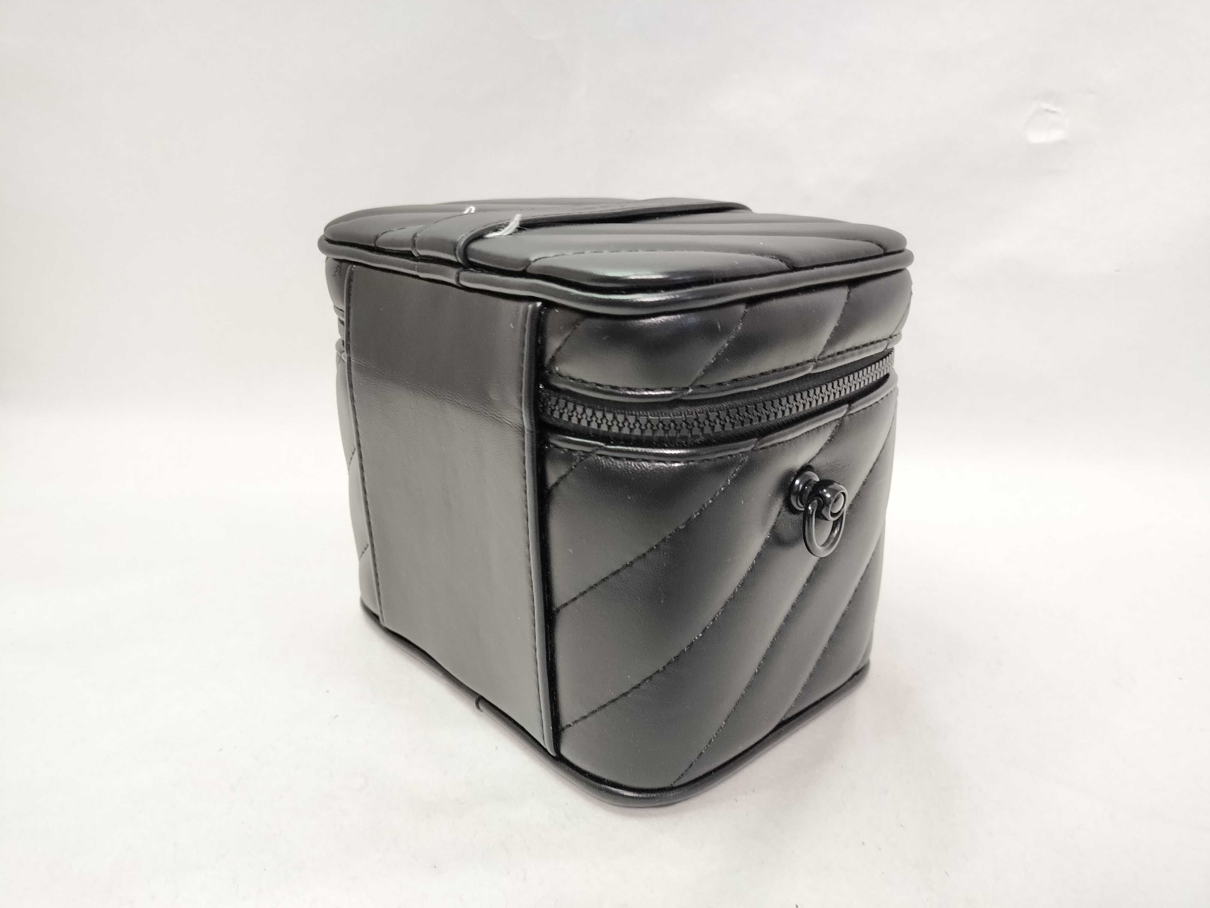 Leather Vanity Bag with Black Hardware and Plastic Chain Shoulder Bag — view 3
