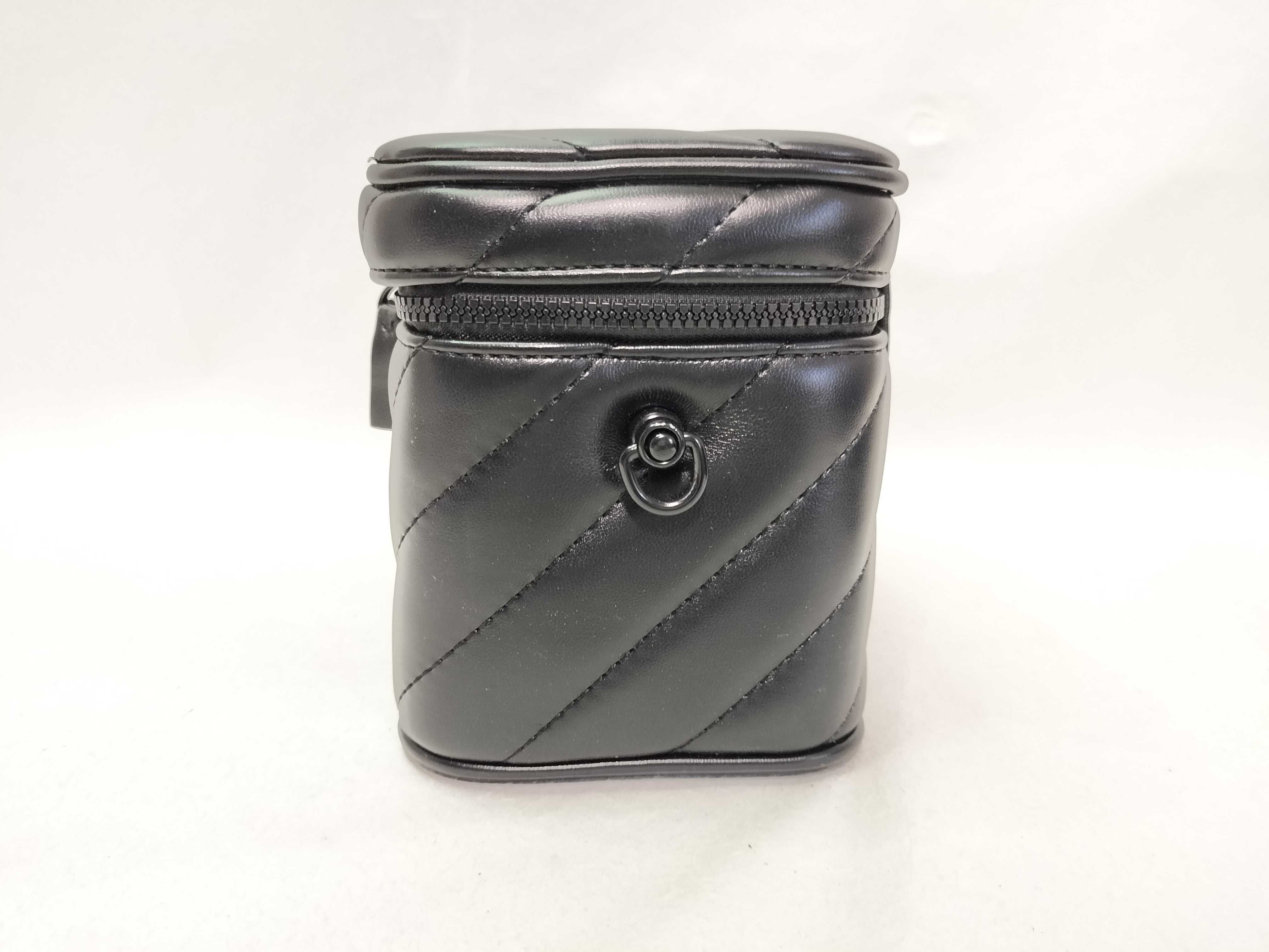Leather Vanity Bag with Black Hardware and Plastic Chain Shoulder Bag — view 4