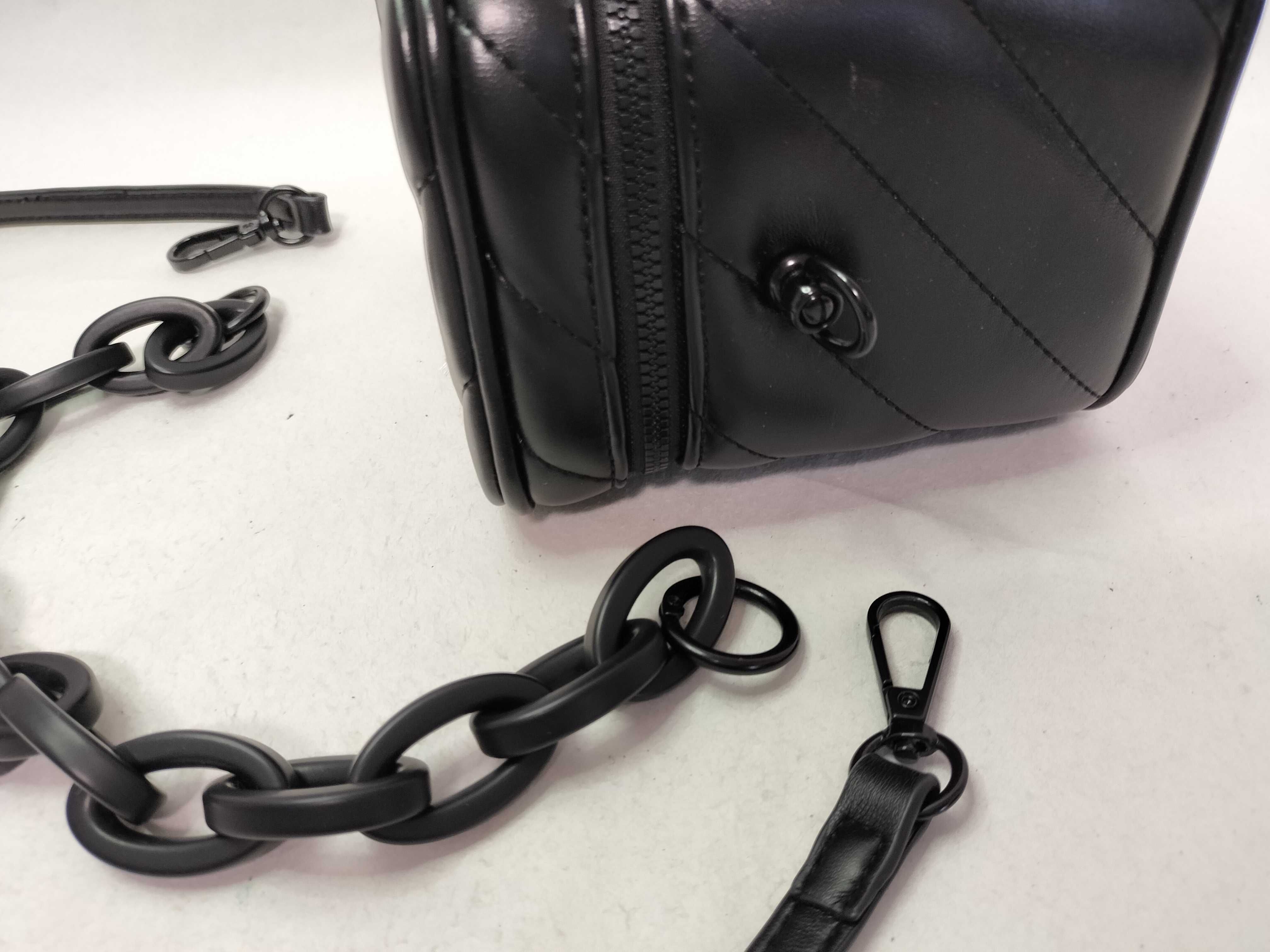 Leather Vanity Bag with Black Hardware and Plastic Chain Shoulder Bag — view 6